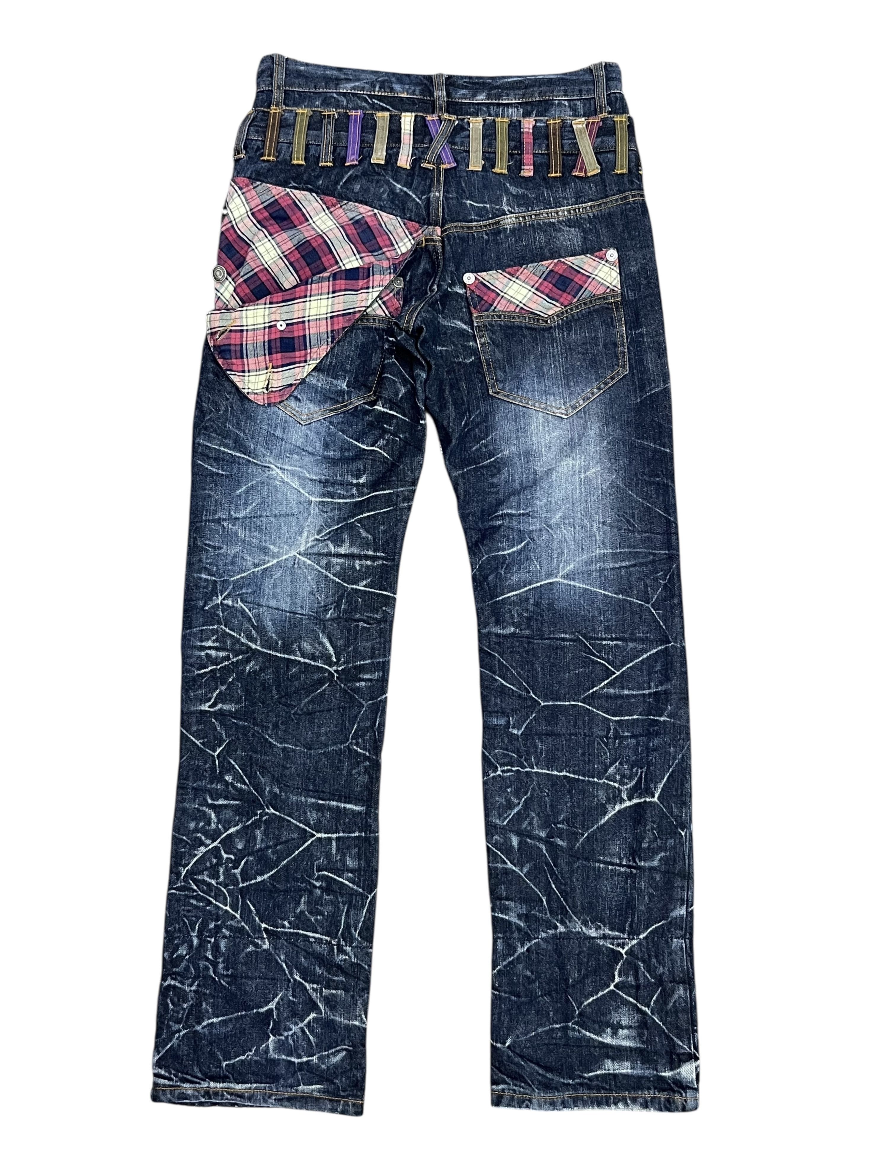 Japanese Brand 🔥FYE EXPLOSION ACID WASH Double Waist Half Flap Back Jeans Size US 29 - 2 Thumbnail
