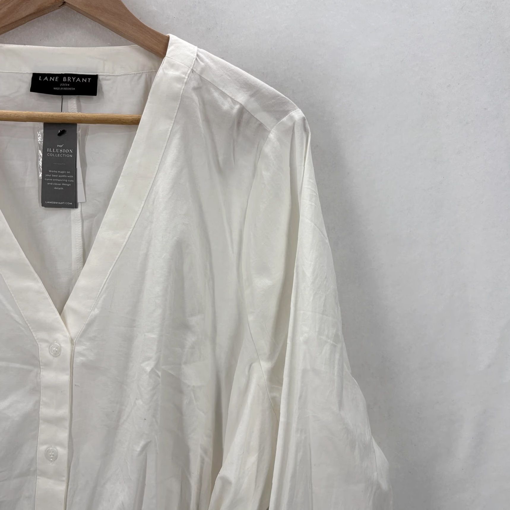 Vintage Lane Bryant Shirt Womens 22/24 White Illusion Collection Belted Peplum Top NWT Shirt Size 3XL / US 20-22 - 2 Thumbnail