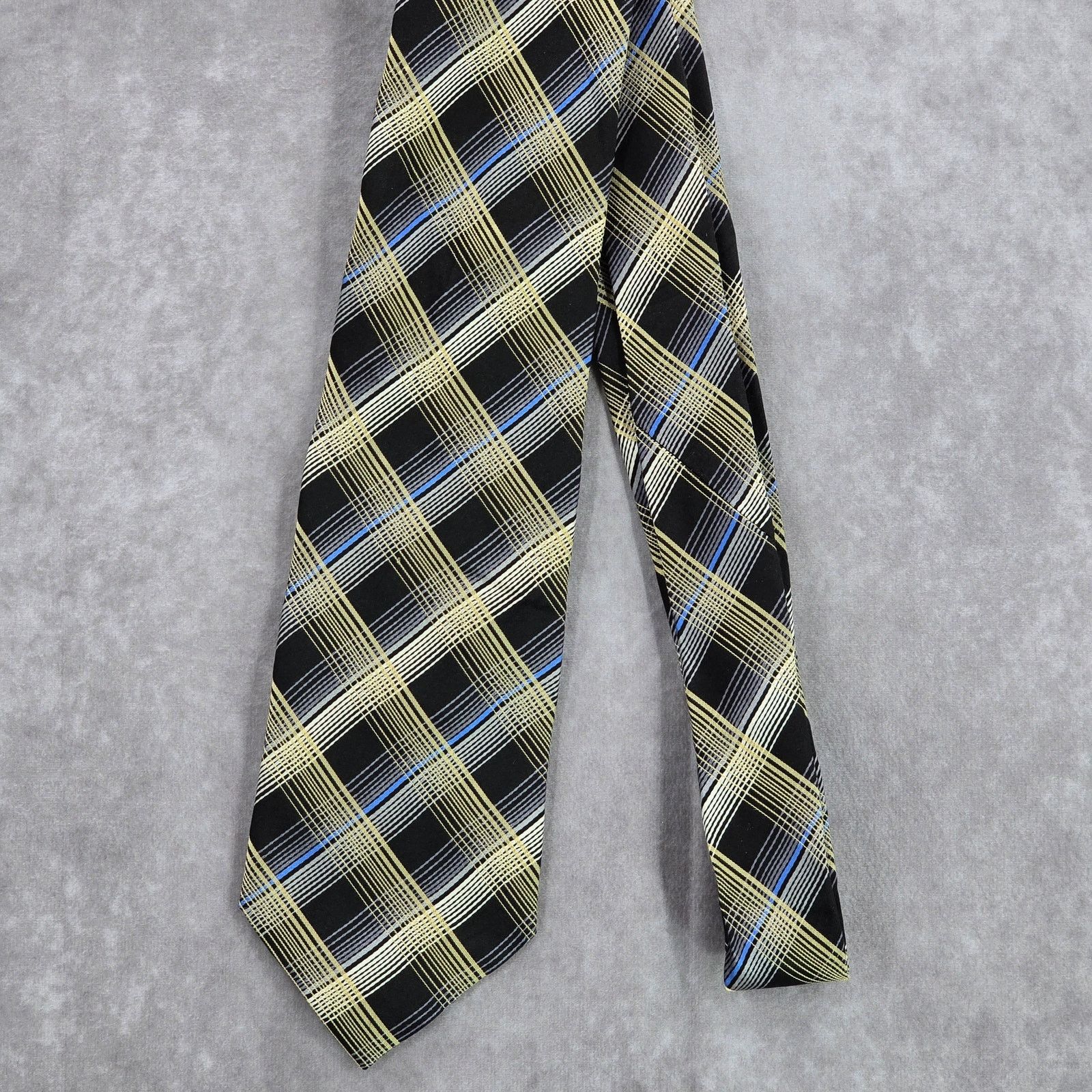 Other Bruno Marchesi Black Blue Gold Plaid Tartan Silk Neck Tie Size 30 - 2 Thumbnail