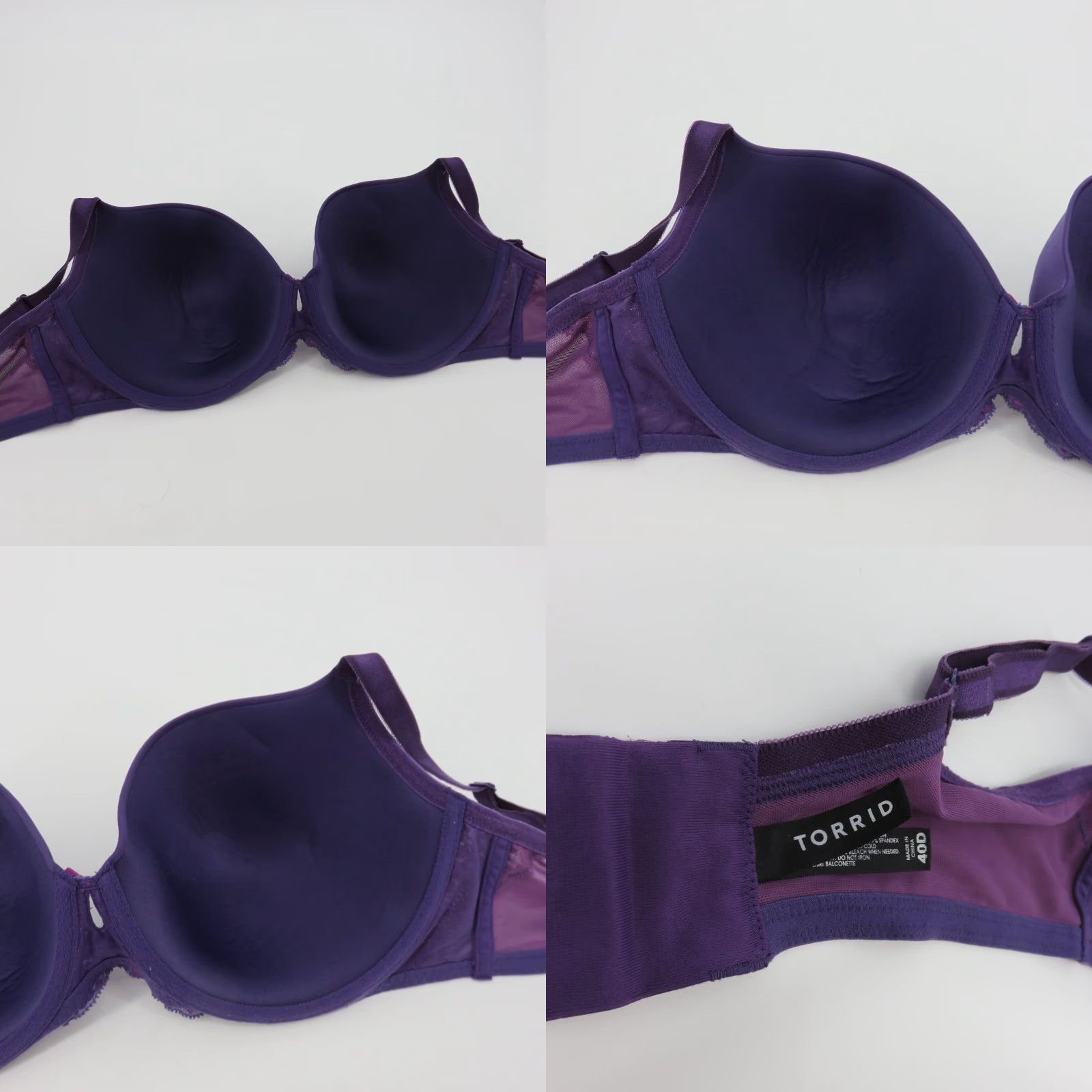 Torrid Torrid Purple Solid Underwire Padded Lace Bow Accent 40D Plus Size Womens Bra Size ONE SIZE - 8 Thumbnail