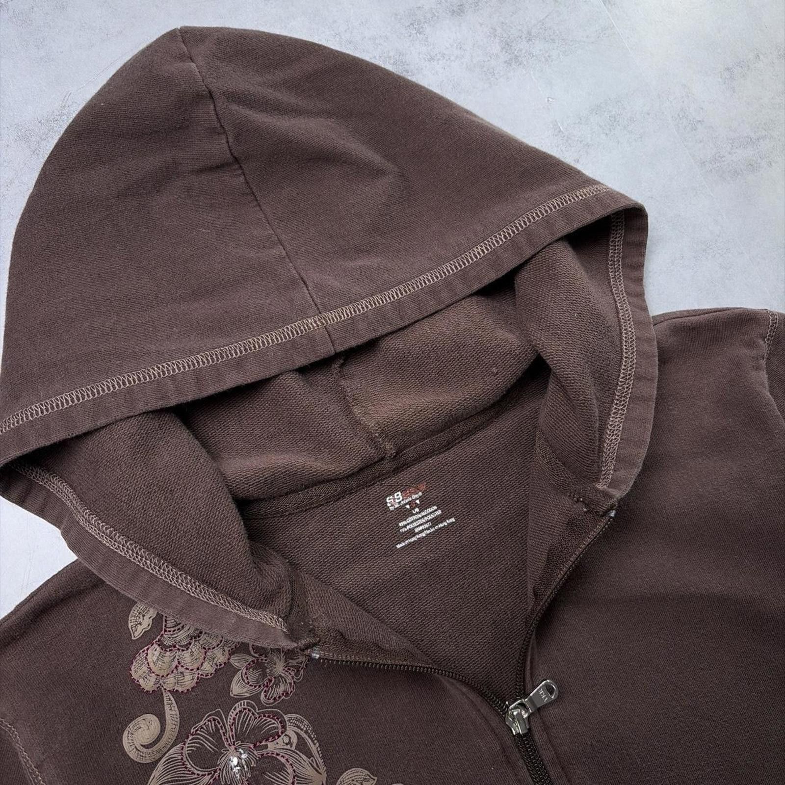 Other Y2K Brown SB Active Grunge Floral Zip Up Hoodie Size L / US 10 / IT 46 - 6 Thumbnail