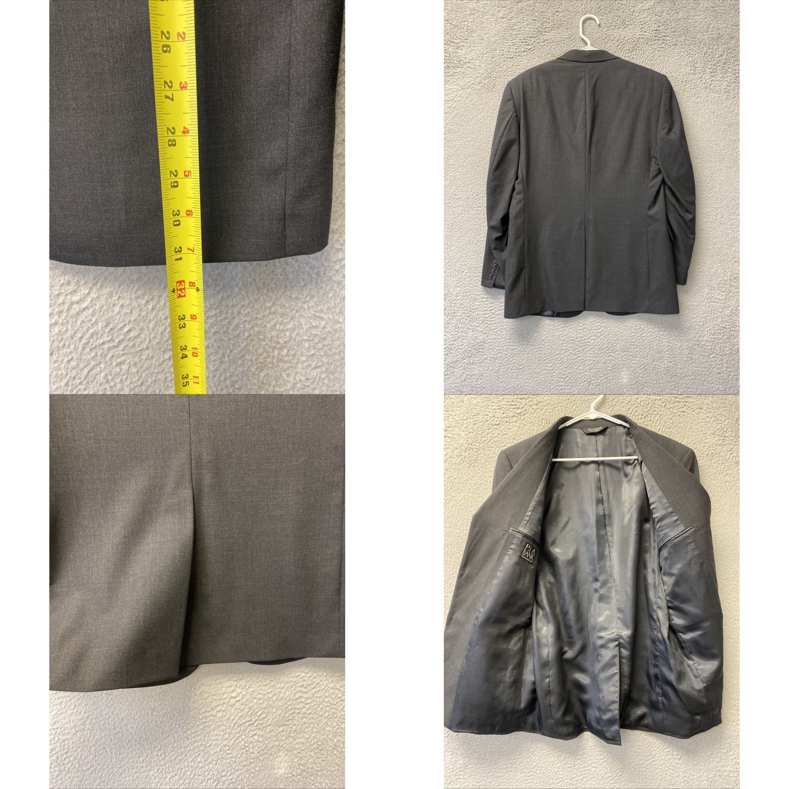 Banana Republic Banana Republic Blazer Sport Coat Gray Slim Fit Wool Notch Lapel Single-Breasted 40 Regular Men Size 40R - 8 Thumbnail