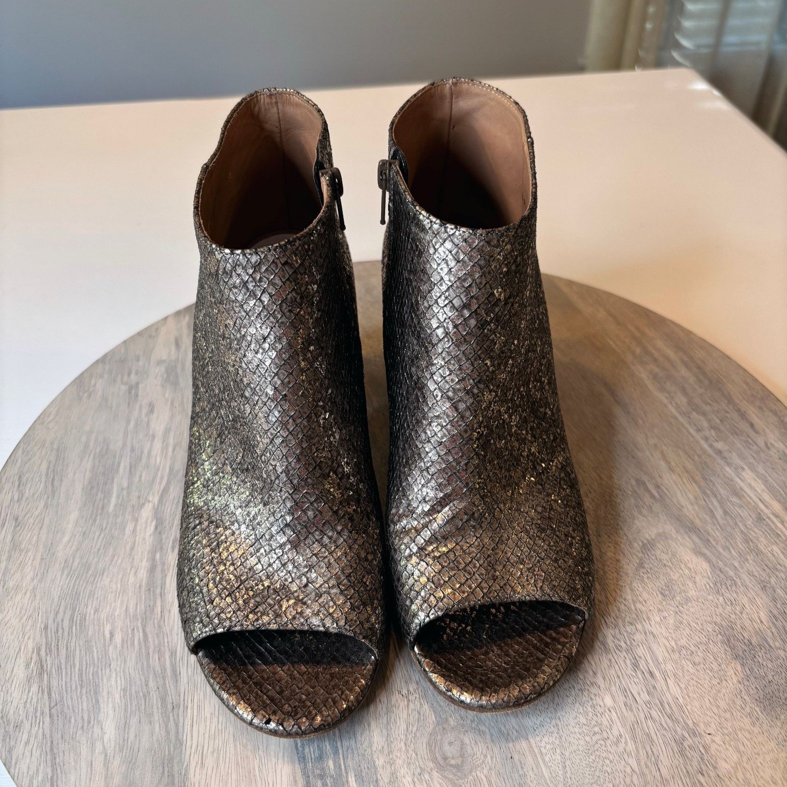 Maison Margiela Maison Margiela Metallic Snakeskin Peep Toe Ankle Boots Sz 8 Size US 8 / IT 38 - 4 Thumbnail