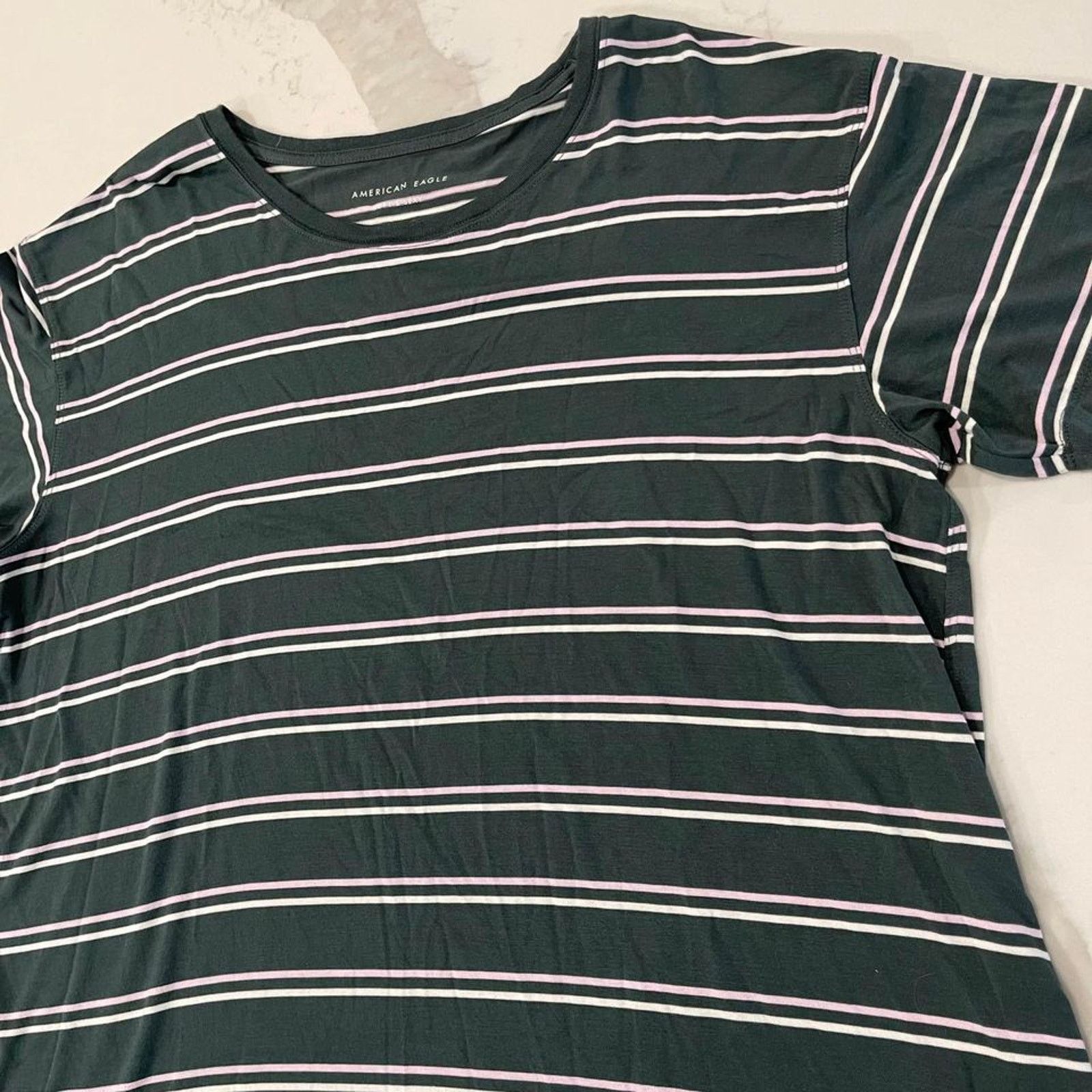American Eagle Outfitters American Eagle Soft & Sexy Green Striped T Shirt Women Small Size S / US 4 / IT 40 - 2 Thumbnail