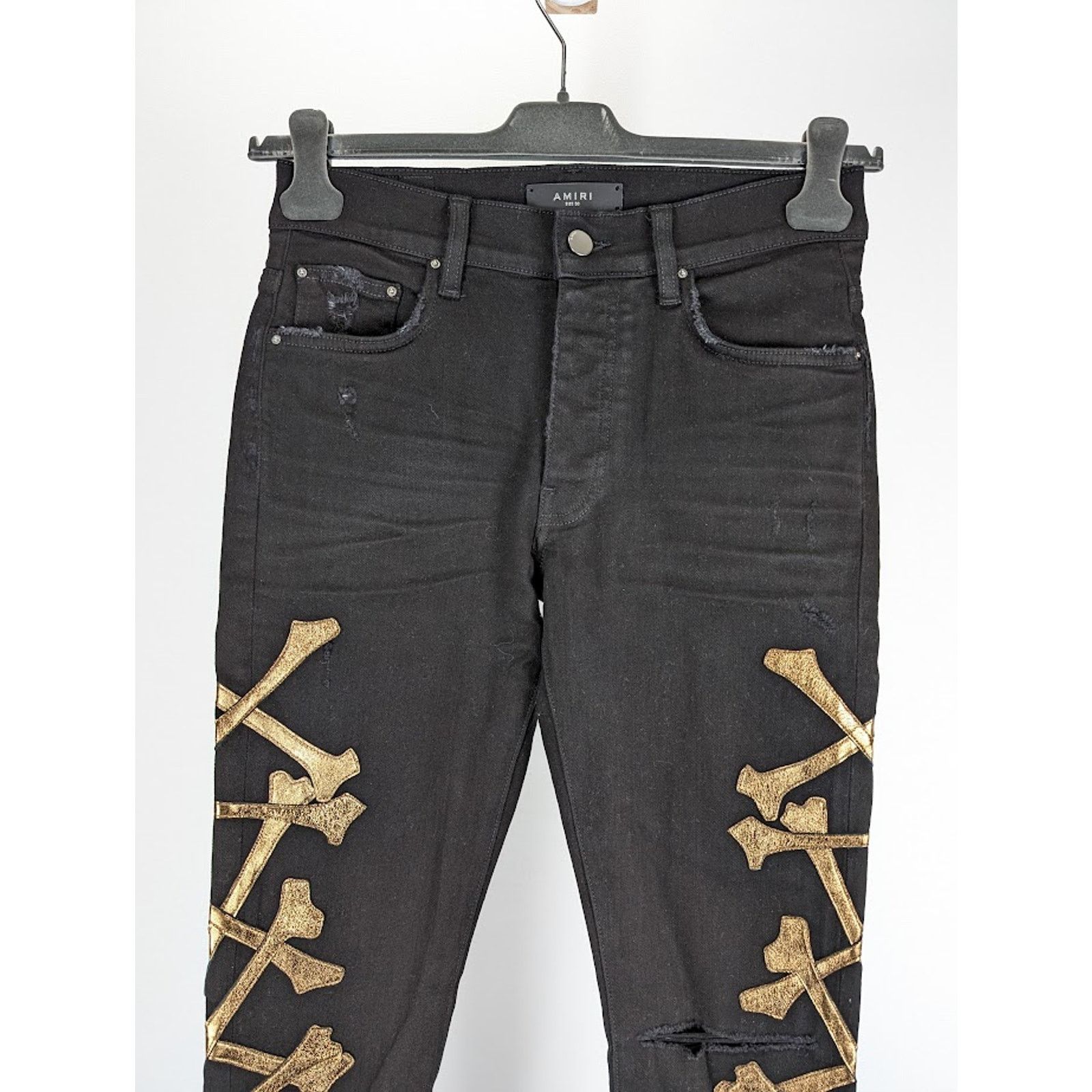 Amiri o1rshd1 Bones Jeans in Black/Gold Size US 33 - 3 Thumbnail