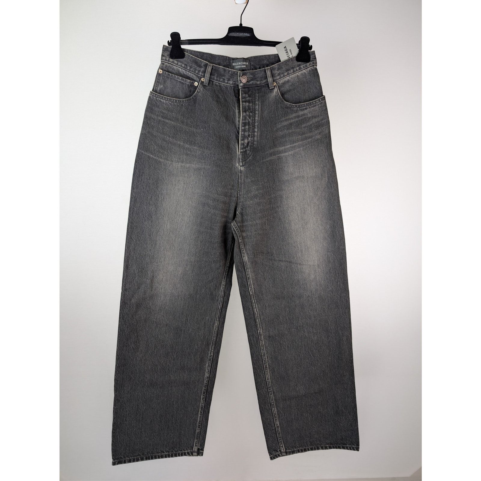 Balenciaga o1rshd1 Organic Japanese Denim Baggy Pants in Wash Black Size US 30 / EU 46 - 1 Thumbnail