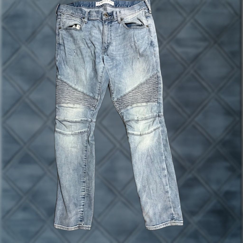 Express Express Jeans Men 34 Regular Blue Cotton Blend Alec Straight Denim Size US 34 / EU 50 - 1 Thumbnail
