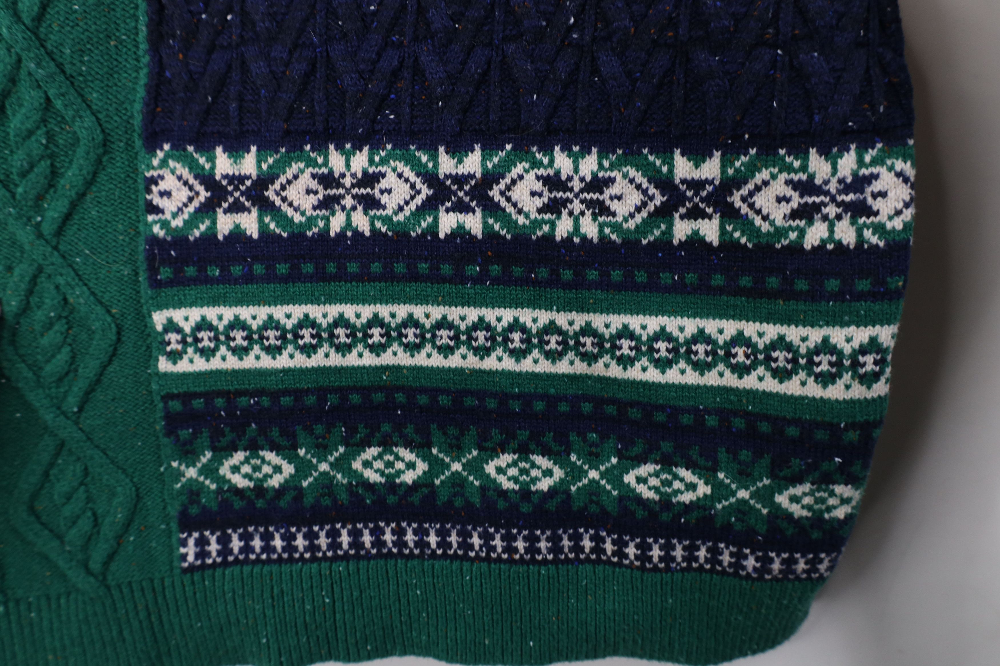 Lands' End Vintage Y2K Lands End Blend Fair Isle Cable Knit Sweater Size L / US 10 / IT 46 - 5 Thumbnail