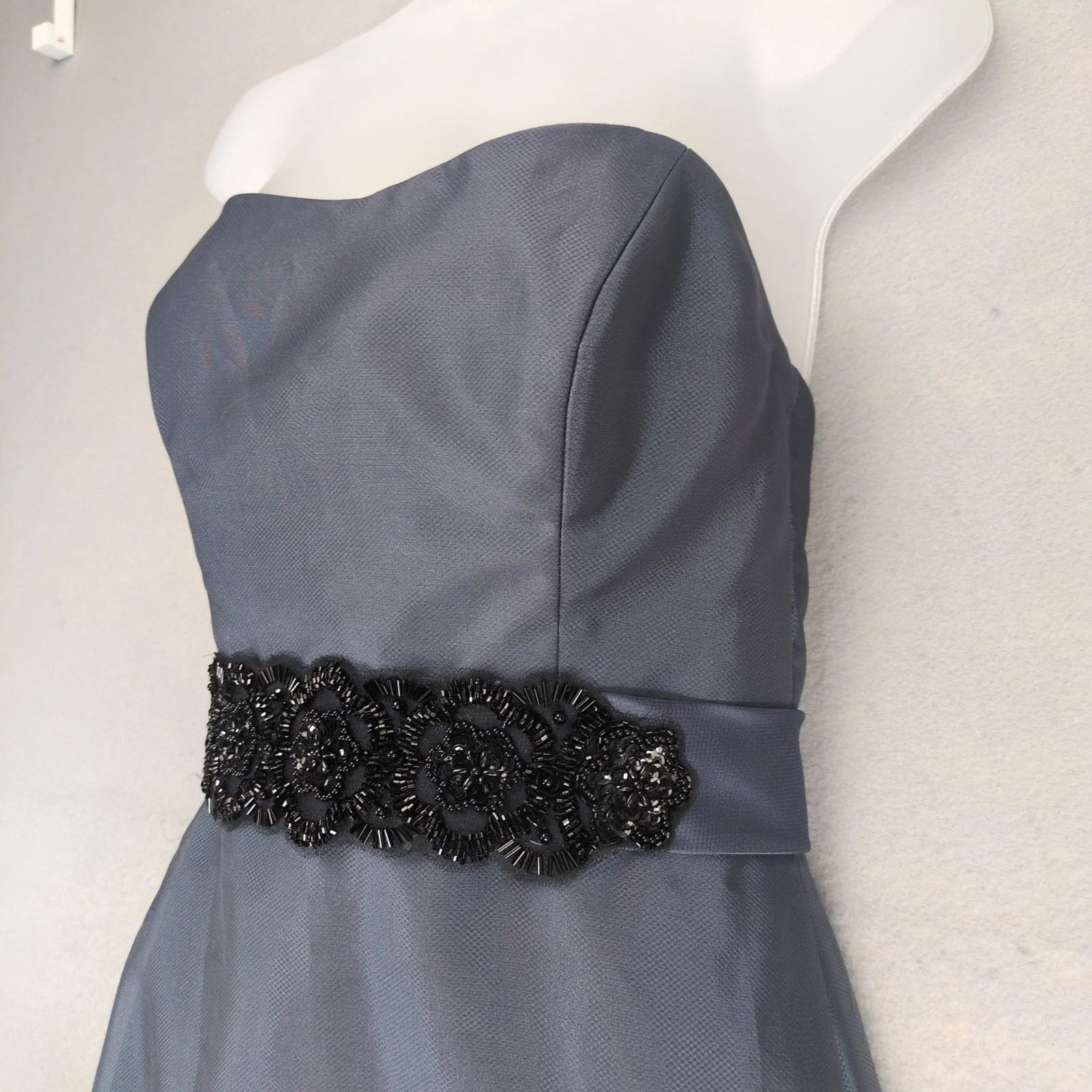 Vintage Noir by Lazaro Strapless Evening Gown Dress Sz 6 Gray Satin Size M / US 6-8 / IT 42-44 - 2 Thumbnail