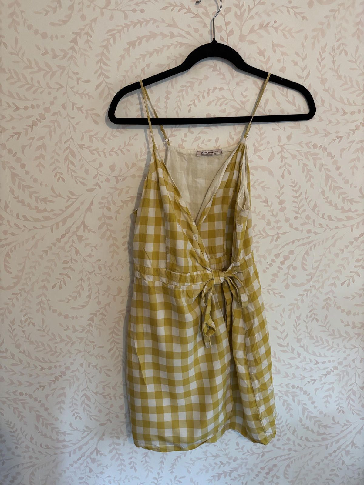 BCBGeneration BCBG Yellow and White Gingham Wrap Mini Dress Size XS / US 0-2 / IT 36-38 - 2 Thumbnail