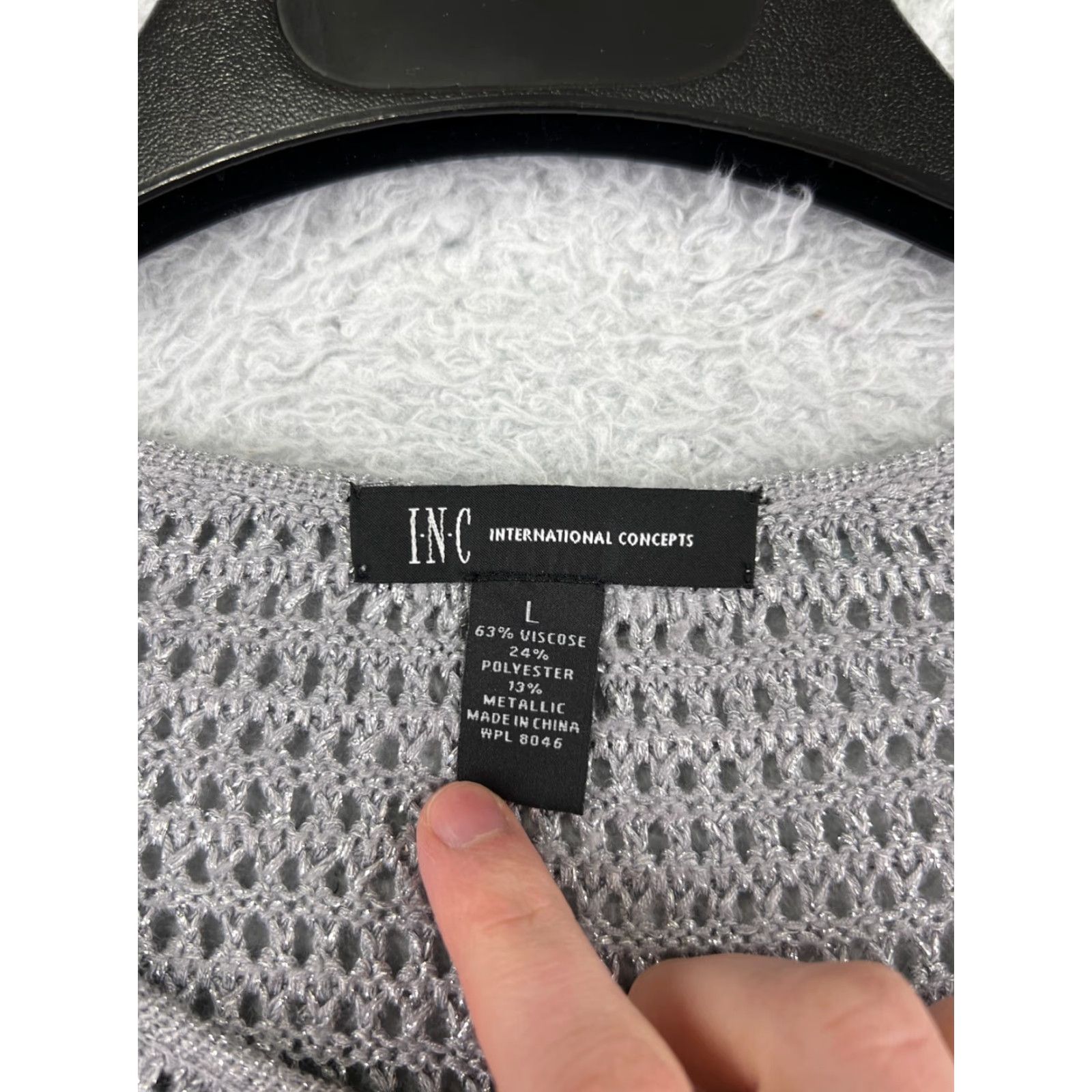 Vintage INC International Concepts Sweater Women's Large Gray Chunky Knit Pullover Viscose Blend Long Sleeve Casual Workwear Menswear Size L / US 10 / IT 46 - 4 Thumbnail