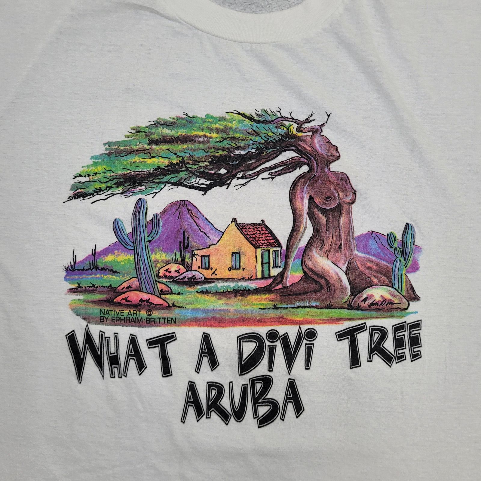 Other VTG 90s Ephraim Britten Divi Tree T-Shirt L Surreal Aruba Size US L / EU 52-54 / 3 - 3 Thumbnail