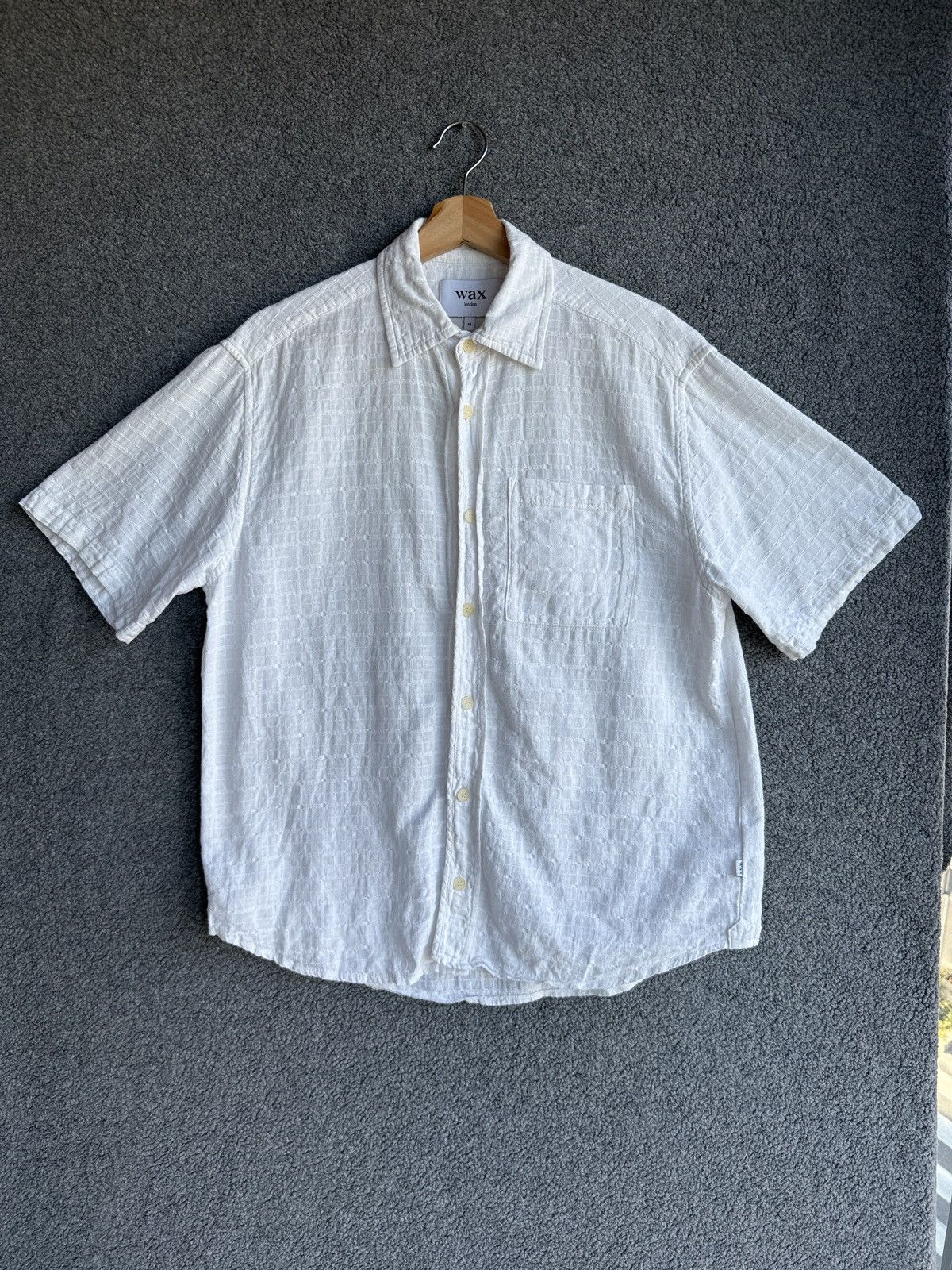 Wax London Didcot Ecru Open Weave Cotton Short-Sleeve Shirt