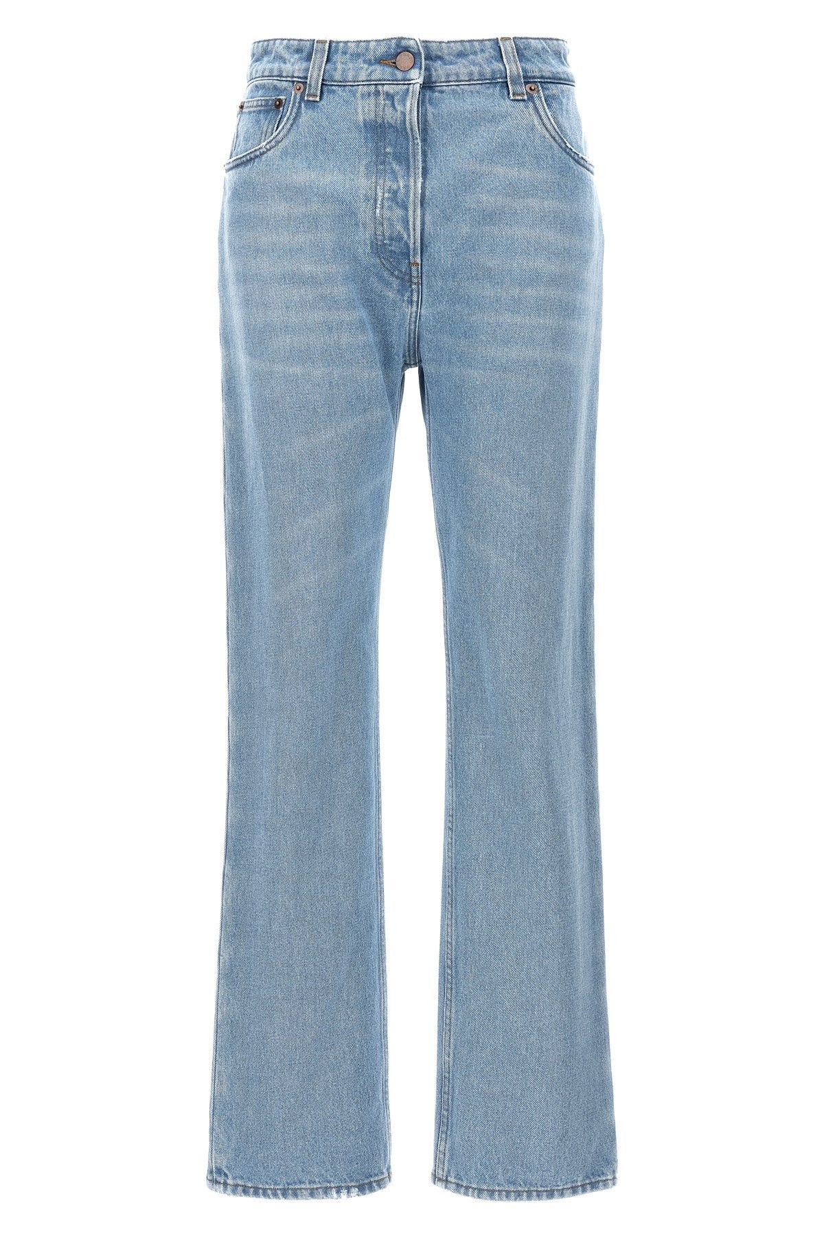 image of Prada Triangle Logo Jeans in Light Blue, Women's (Size 24)
