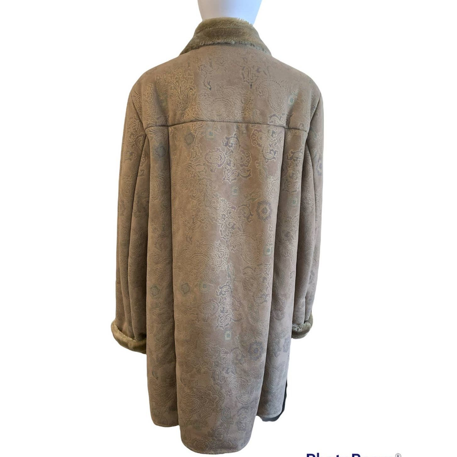 Other Dennis Basso Large Coat Tan Patterned Hook Loop Closure NWOT Size L / US 10 / IT 46 - 2 Thumbnail