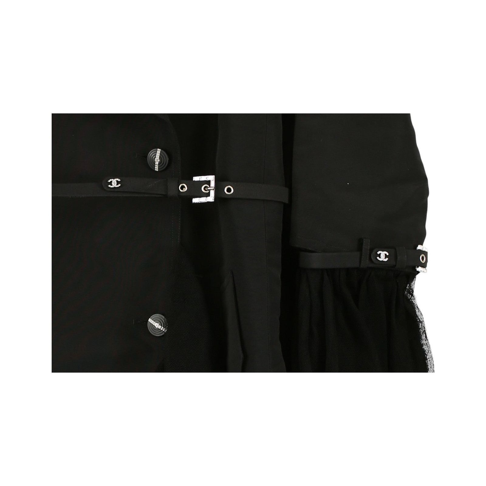 Chanel F/W 2006 Chanel Black Silk Tulle Edged Trench Coat Size M / US 6-8 / IT 42-44 - 3 Thumbnail