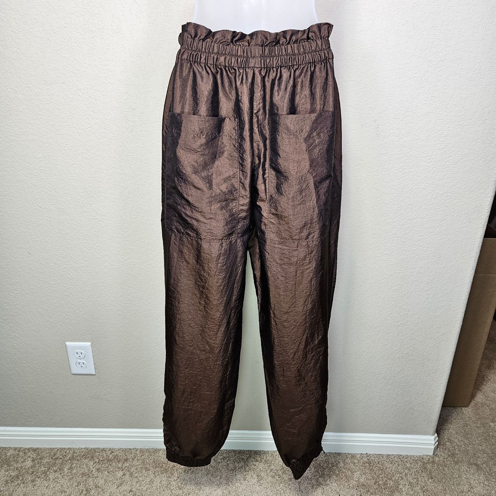 Tibi TIBI Crispy Nylon Felix Jogger Metallic Brown Oversize Baggy Size 27" / US 4 / IT 40 - 7 Thumbnail