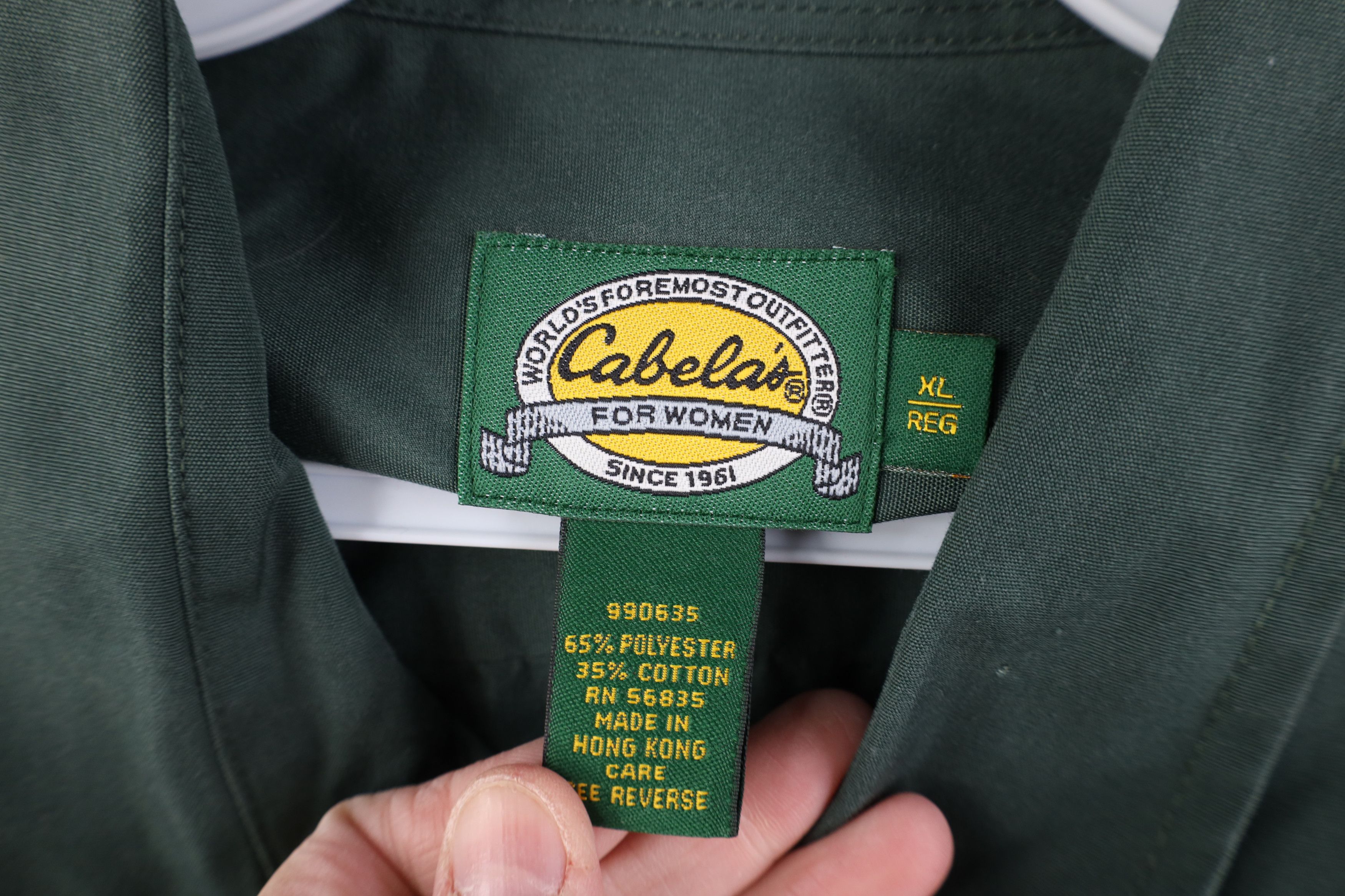 Cabelas Vintage 90s Cabelas Safari Collared Button Shirt Green Size XL / US 12-14 / IT 48-50 - 9 Thumbnail