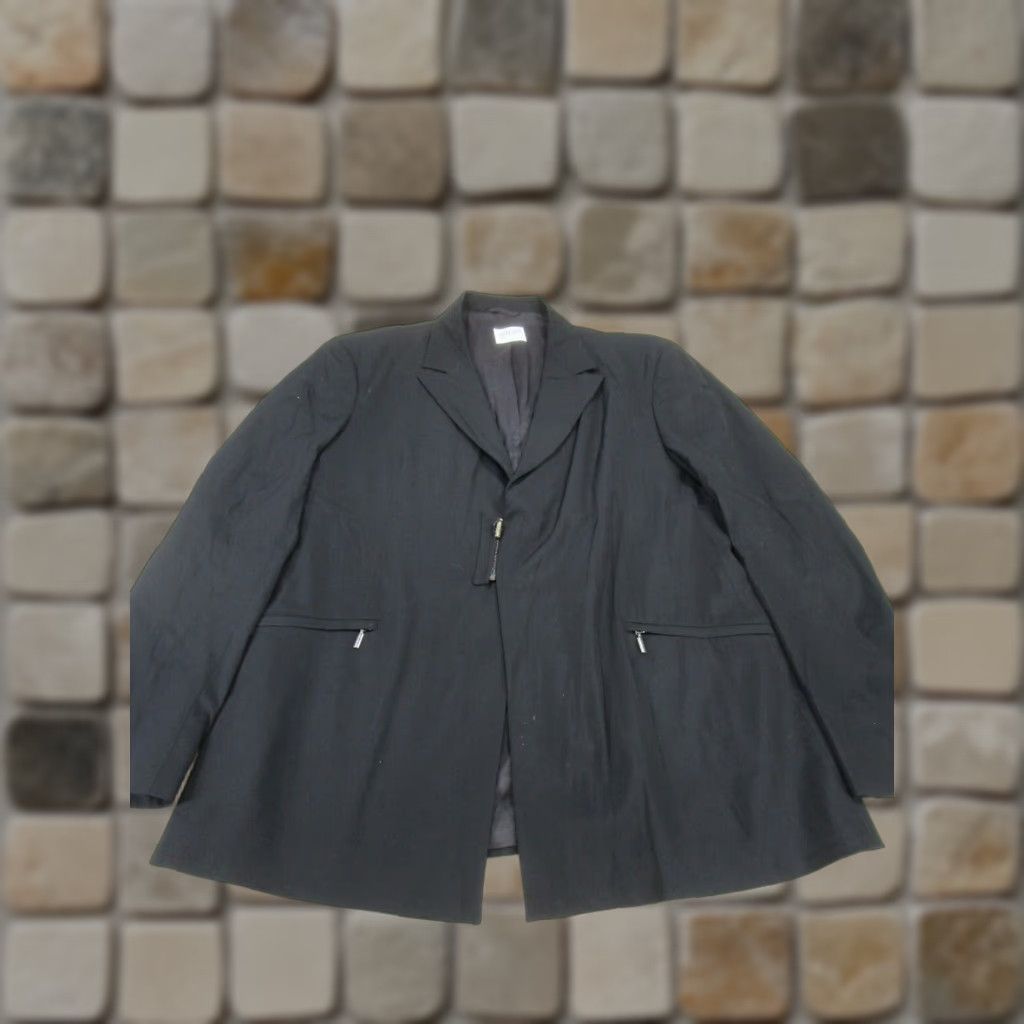 Armani Collezioni Jacket Mens 42 Wool Blend Front Zip Sport Coat Bomber Black 90s?