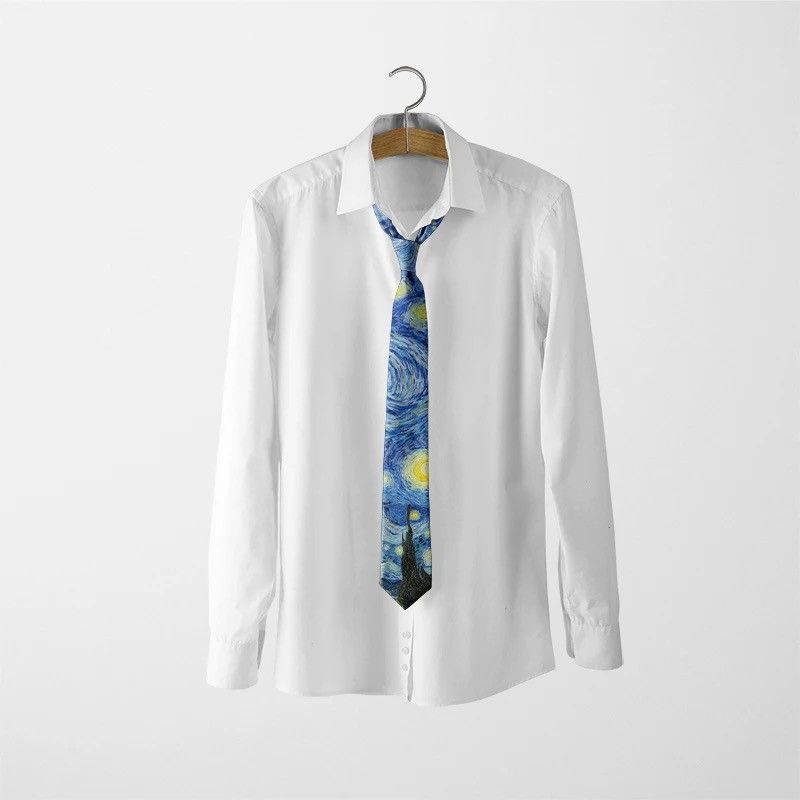 Other Star Moon Night Retro Fun 8cm Wide Slim Necktie Size ONE SIZE - 2 Thumbnail