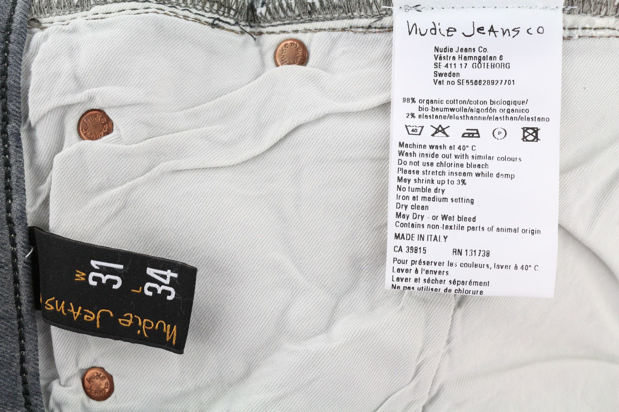 Nudie Jeans TIGHT LONG JOHN W31/L34 Organic Charcoal Jeans 80711 Size US 31 - 6 Thumbnail