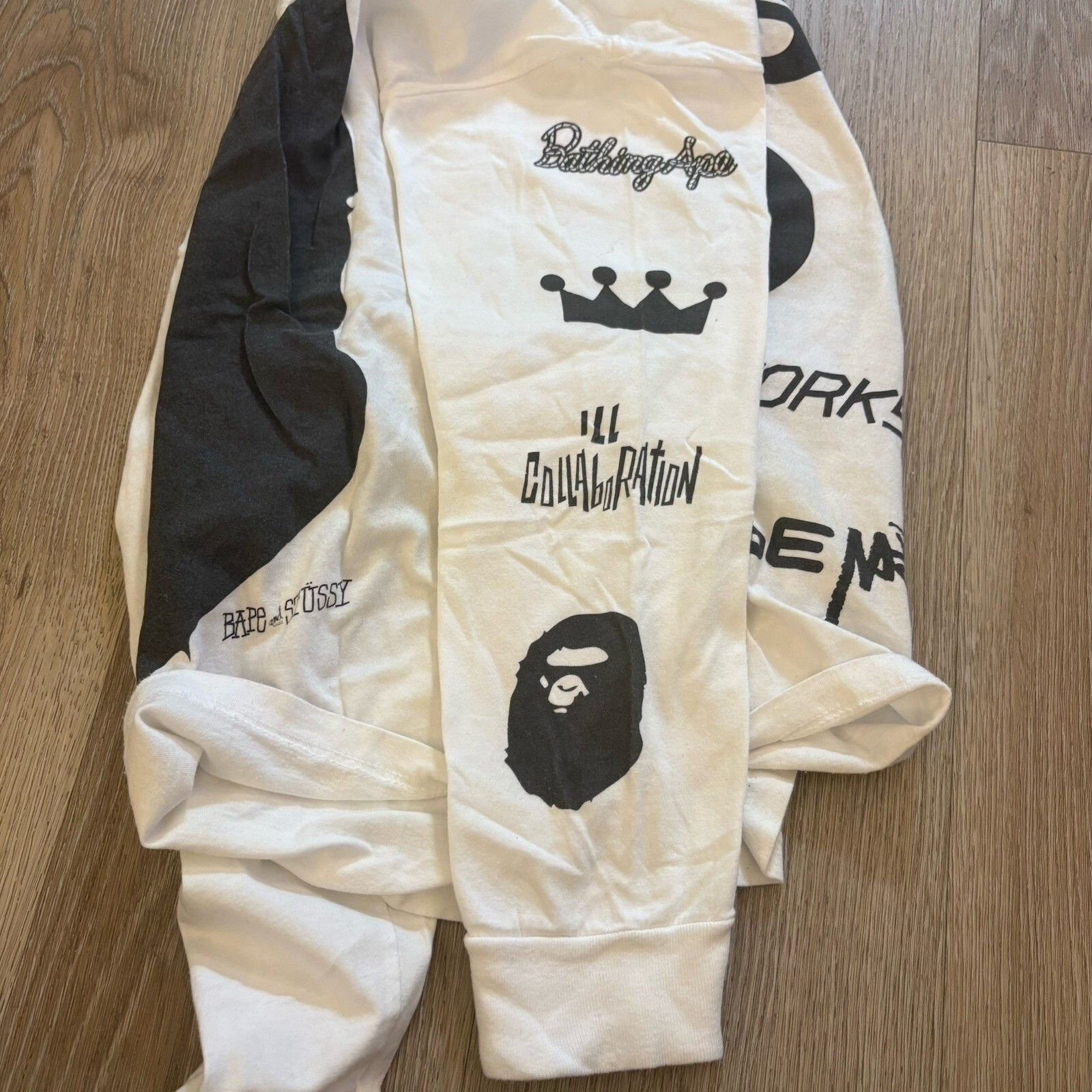 Bape 0029 Bape X Stussy Logos L/S Tee White Medium Size US M / EU 48-50 / 2 - 6 Thumbnail