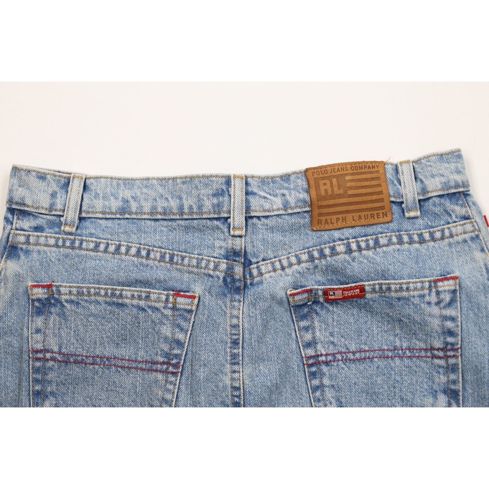Ralph Lauren Vintage 90s Ralph Lauren Distressed Knee Length Denim Skirt Size 28" / US 6 / IT 42 - 10 Thumbnail