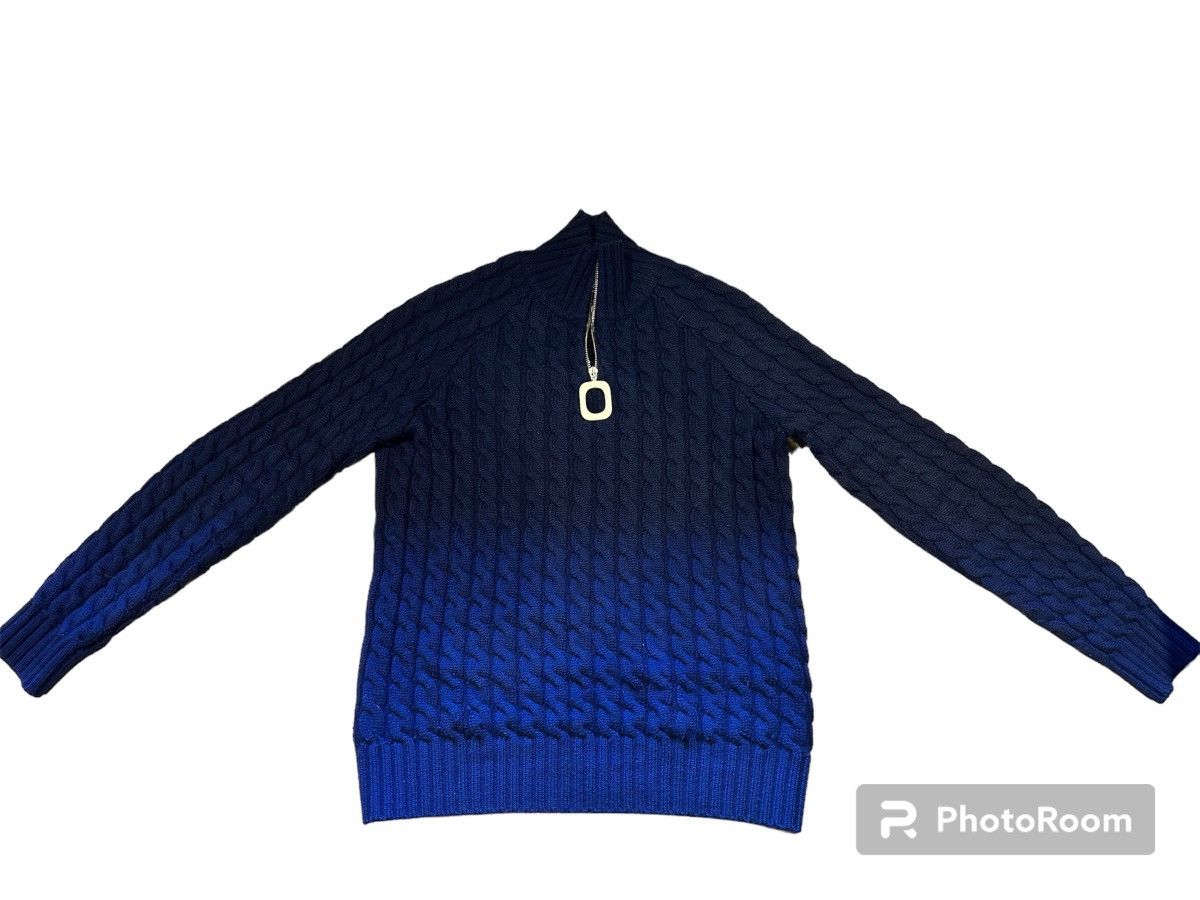 image of J W Anderson Jw Anderson Cable-Knit Merino Wool Half Zip in Blue, Men's (Size Small)