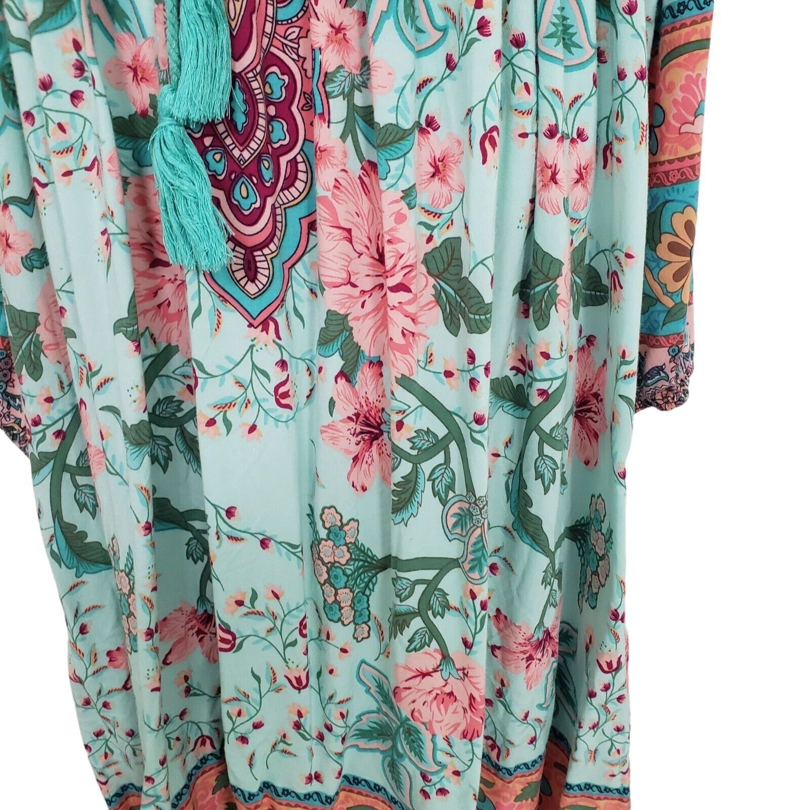 Designer R Vivimos Floral Midi Dress Womens Size Medium Blue Mixed Pr Size M / US 6-8 / IT 42-44 - 4 Thumbnail