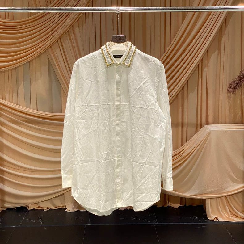 Givenchy Givenchy Size41 White Star Rhinestone Collar Shirt (41 Size Size US M / EU 48-50 / 2 - 1 Thumbnail