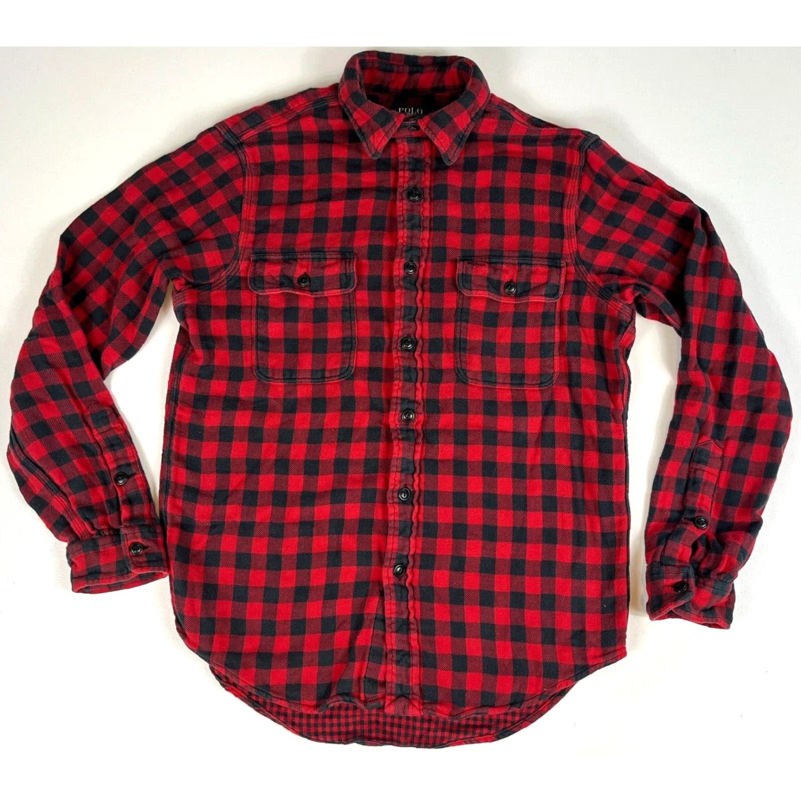 Polo Ralph Lauren VINTAGE Polo Ralph Lauren Buffalo Plaid Two-Ply Flannel Shirt M Red Cotton Button-Up Long Sleeve Men's Size M Size US M / EU 48-50 / 2 - 2 Thumbnail
