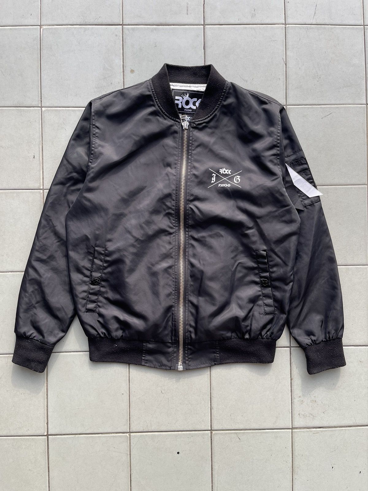 Japanese Brand × Vintage Rock Psycho Bomber Jacket With Cross Patch Size US XL / EU 56 / 4 - 2 Thumbnail