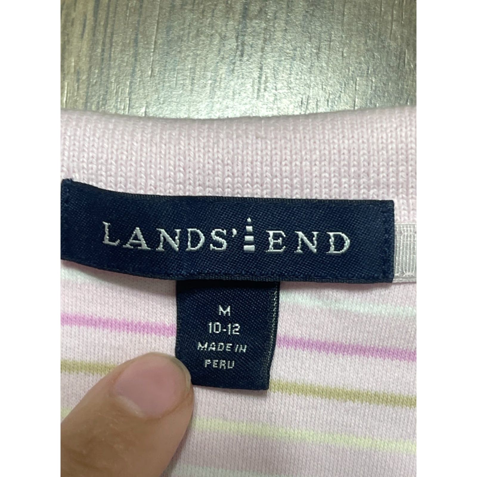 Lands' End Lands' End Shirt Polo Short Sleeve Womens Medium Yellow Pink Green White Button Collared Casual Modern Lightweight Regular Size M / US 6-8 / IT 42-44 - 5 Thumbnail