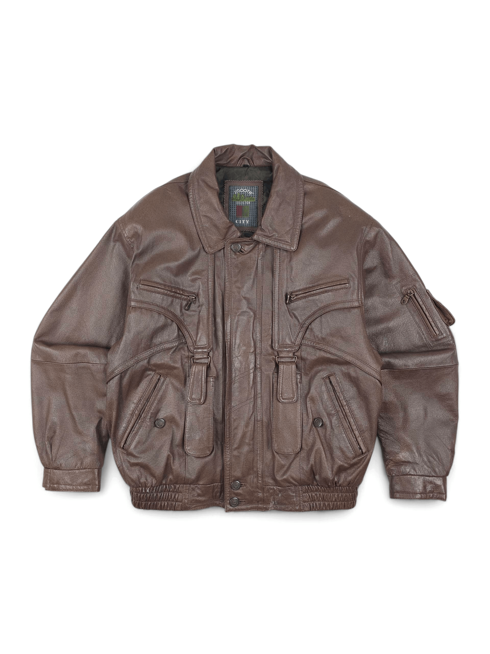 Vintage 💎 90's Vintage Leather Utility Bomber Biker Jacket L Size US L / EU 52-54 / 3 - 1 Thumbnail
