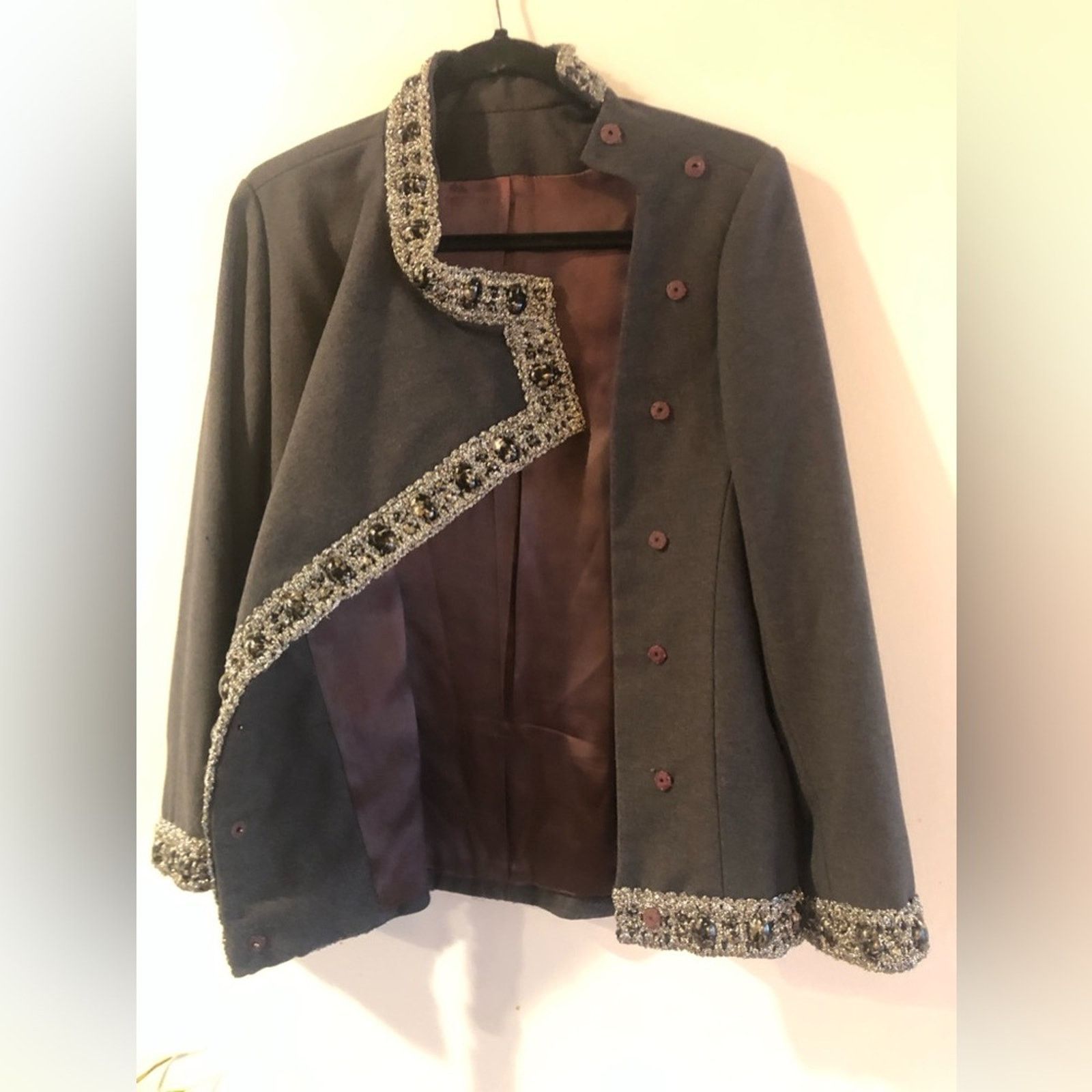 NBDN Nobrandedon Beautiful jacket coat stone silver design grey wool Size S / US 4 / IT 40 - 1 Thumbnail