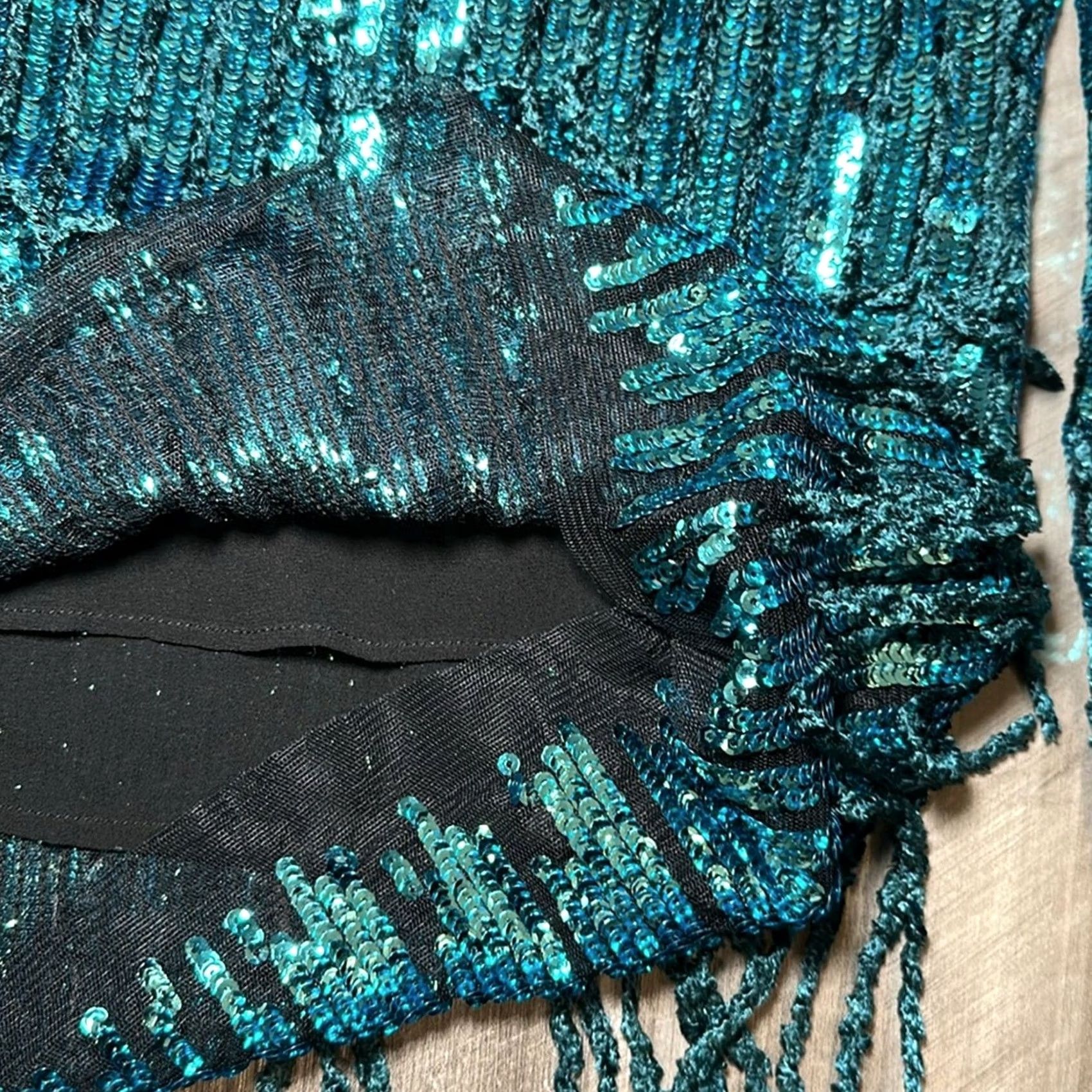 Etro ETRO Teal Sequin Fringed Jumper Top - 46 US Womens Regular Size M / US 6-8 / IT 42-44 - 4 Thumbnail