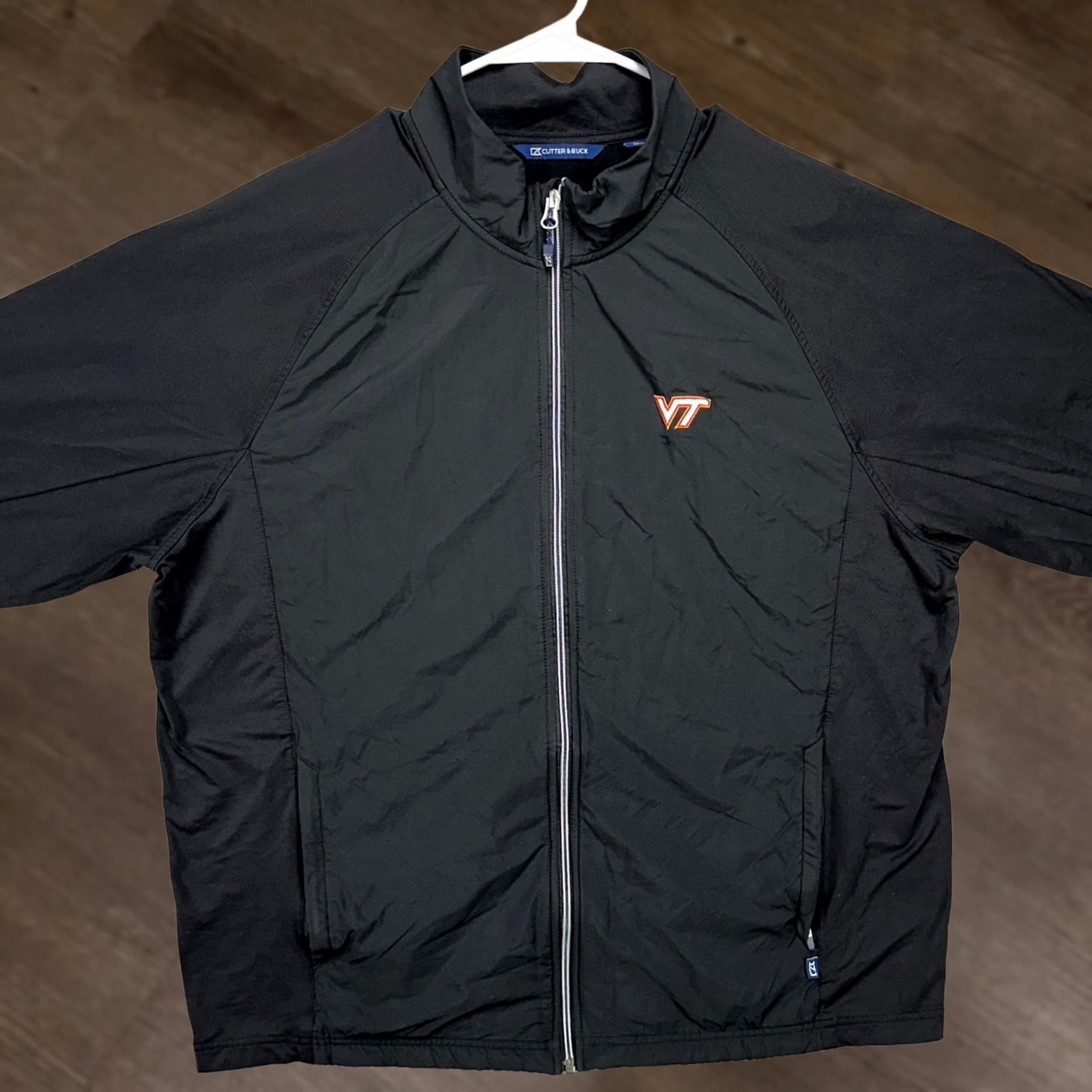 Cutter & Buck Cutter & Buck Windbreaker Jacket Mens XL Black Zip Full Zip Stretch Softshell Windbreaker Outdoor Virginia Tech Hokies Logo Size US XL / EU 56 / 4 - 1 Thumbnail