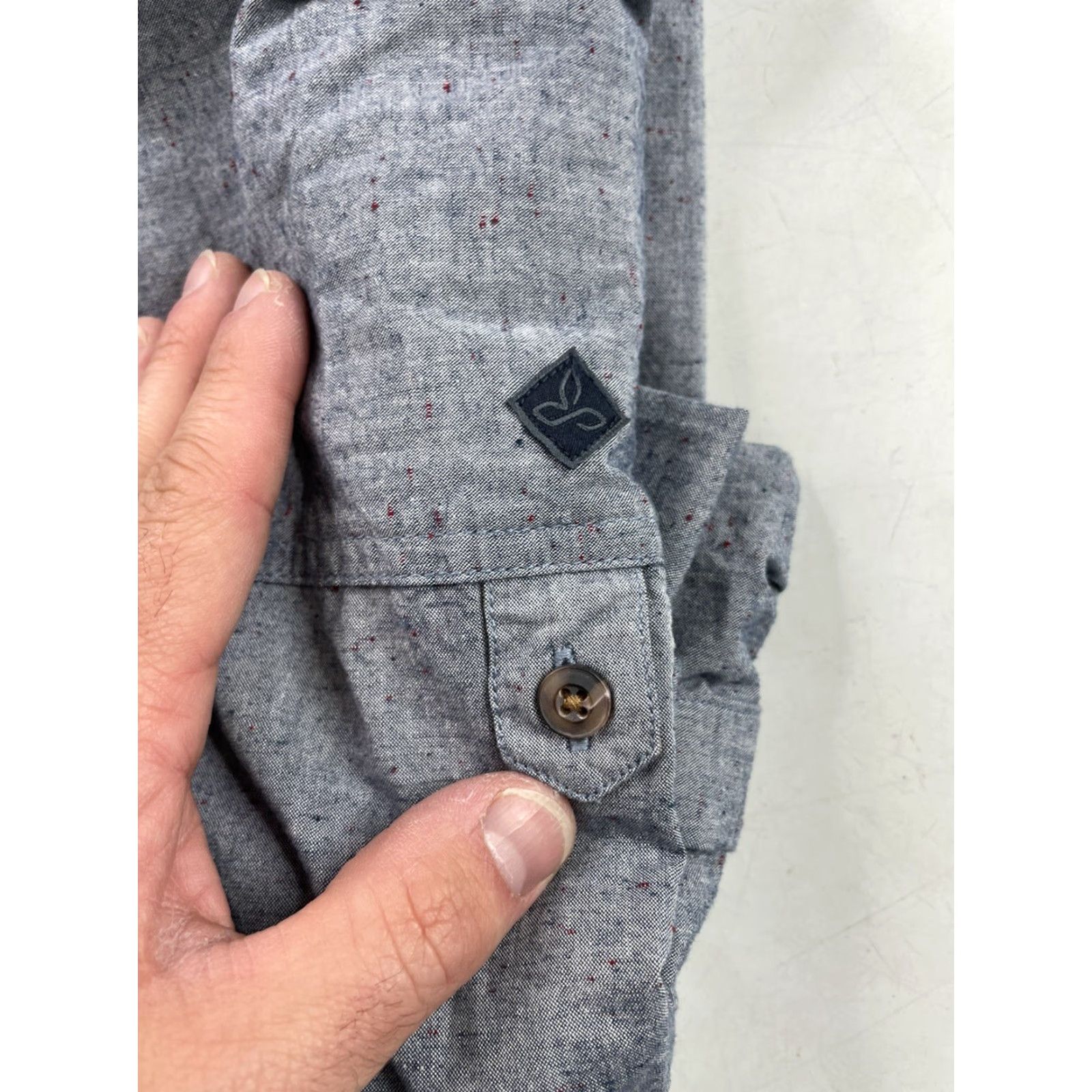 Prana VINTAGE Prana Long Sleeve Chambray Speckled Shirt Men's Small Button Up Organic Cotton Size US S / EU 44-46 / 1 - 6 Thumbnail