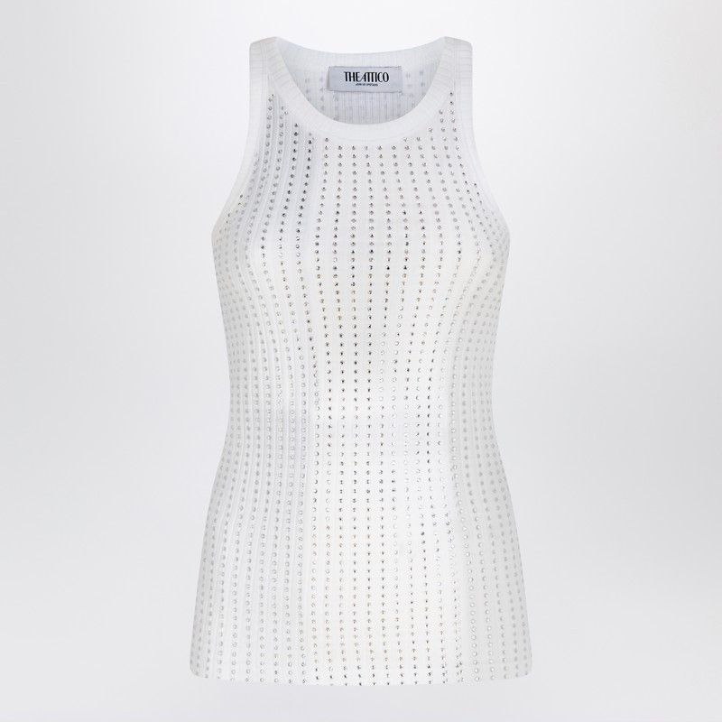 The Attico The Attico White Tank Top With Rhinestones Size XS / US 0-2 / IT 36-38 - 1 Thumbnail