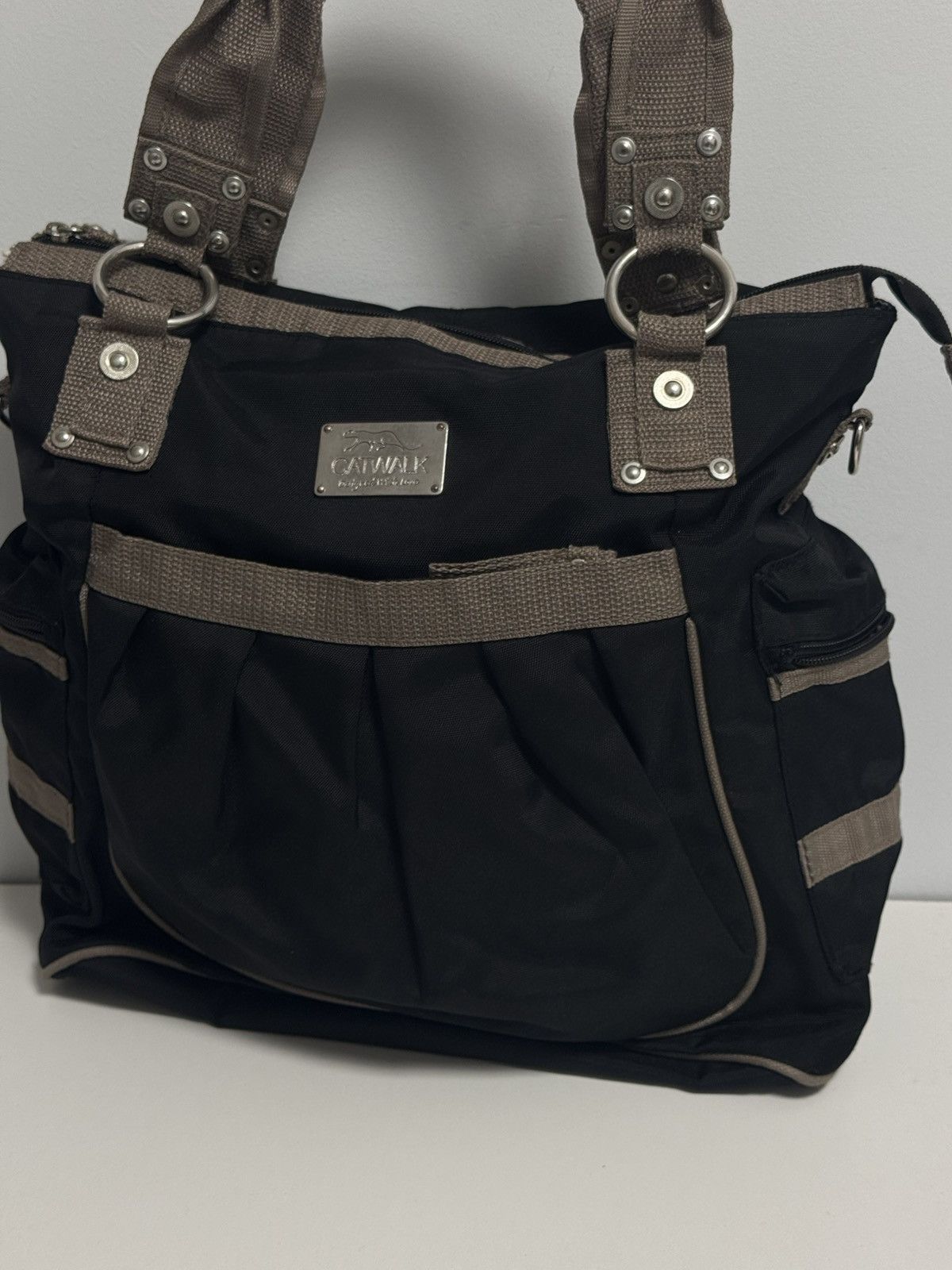 Other Catwalk Stylish Black Tote Bag Multi Pocket Nylon Shoulder Size ONE SIZE - 5 Thumbnail