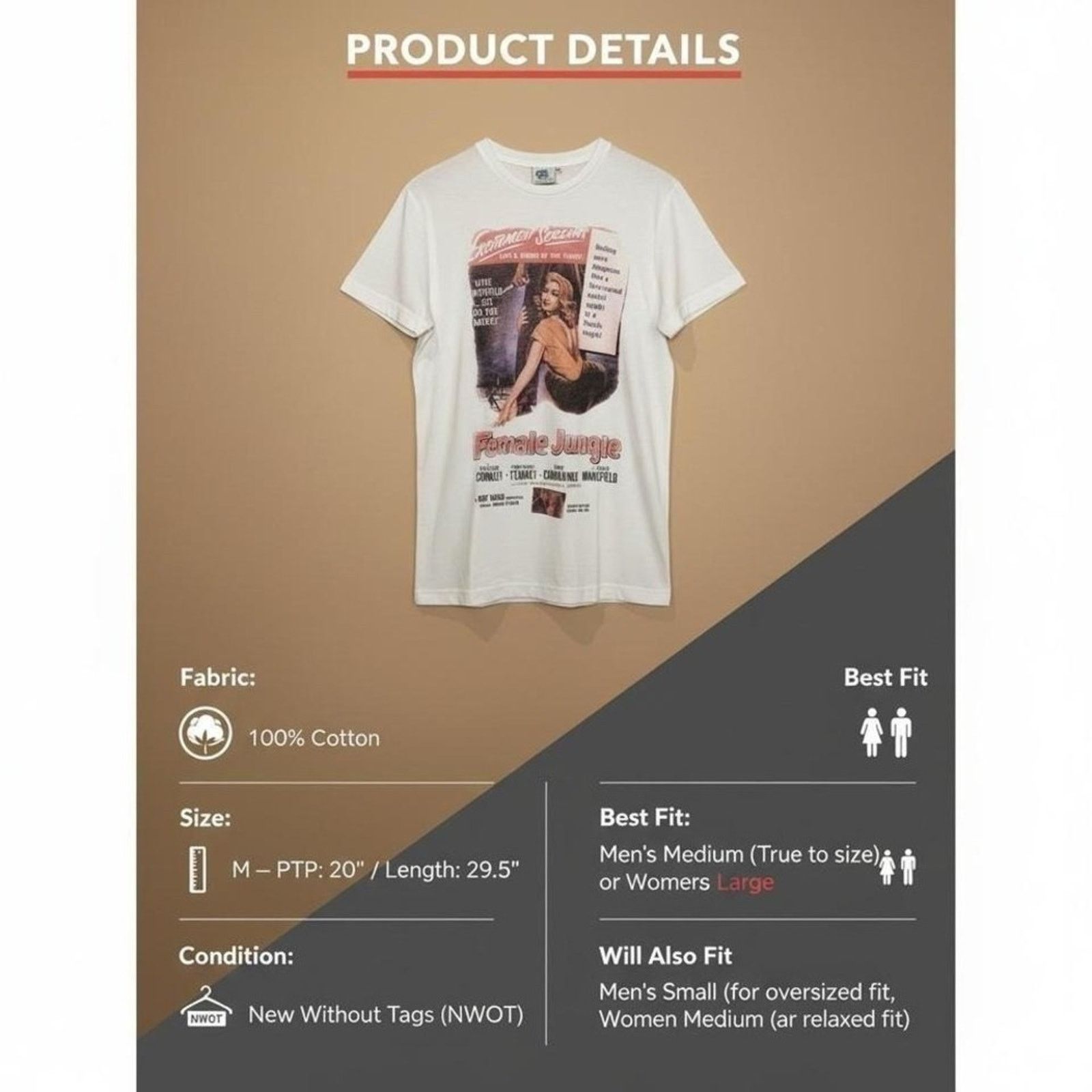 The Unbranded Brand Radio Days Female Jungle Movie Poster Tee Size M NWOT Size M / US 6-8 / IT 42-44 - 6 Thumbnail