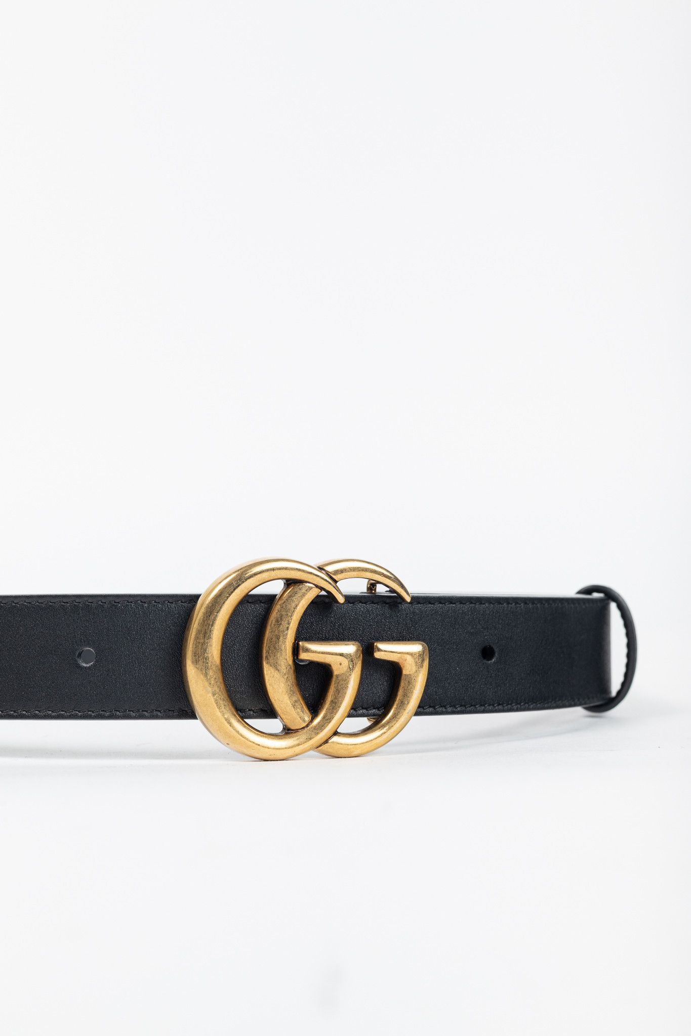 Gucci Gucci GG Marmont Black Leather Thin Belt Size 30 - 3 Thumbnail