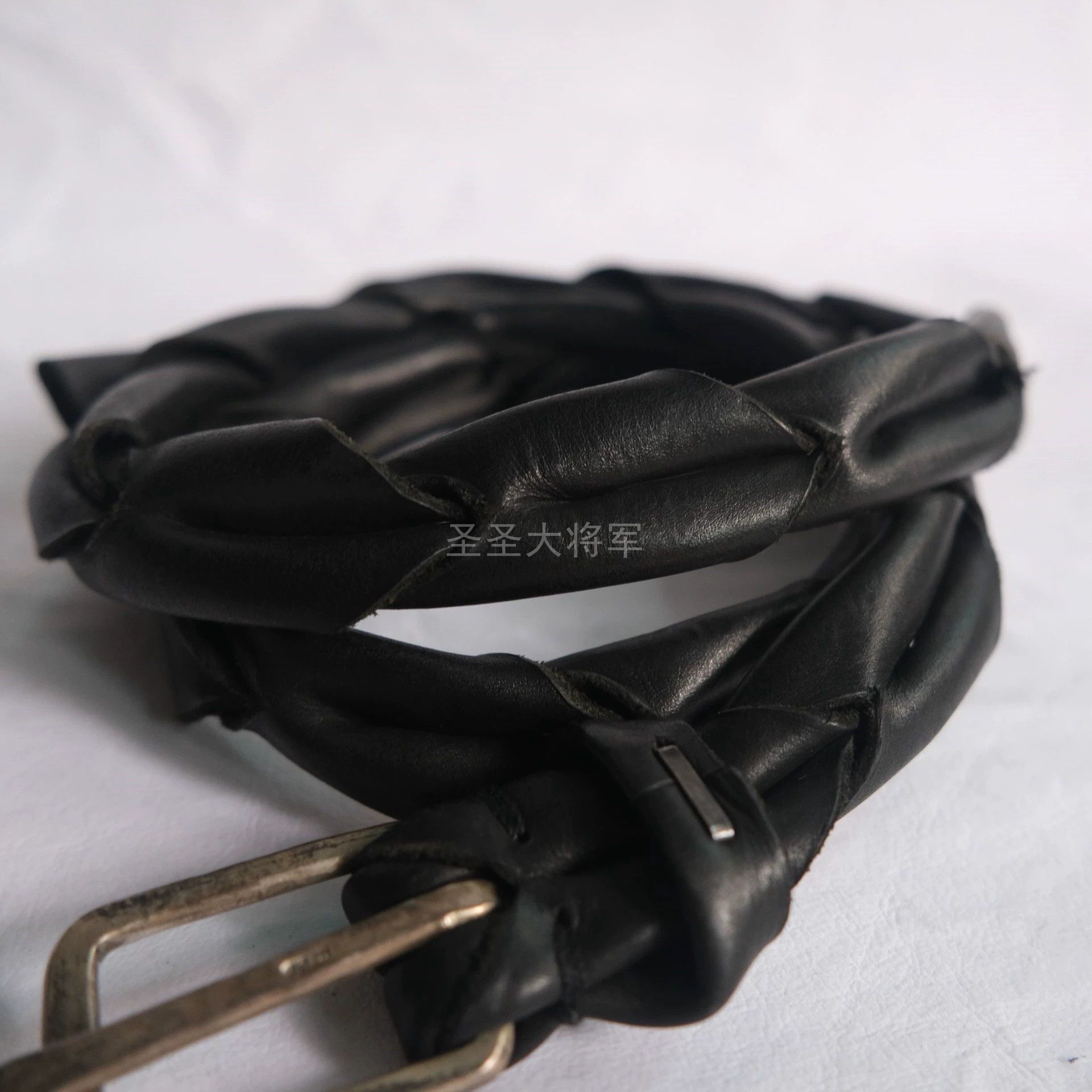 Ma+ M.A+ Rare Black Woven Leather Belt S/M/L Adjustable Size ONE SIZE - 6 Thumbnail