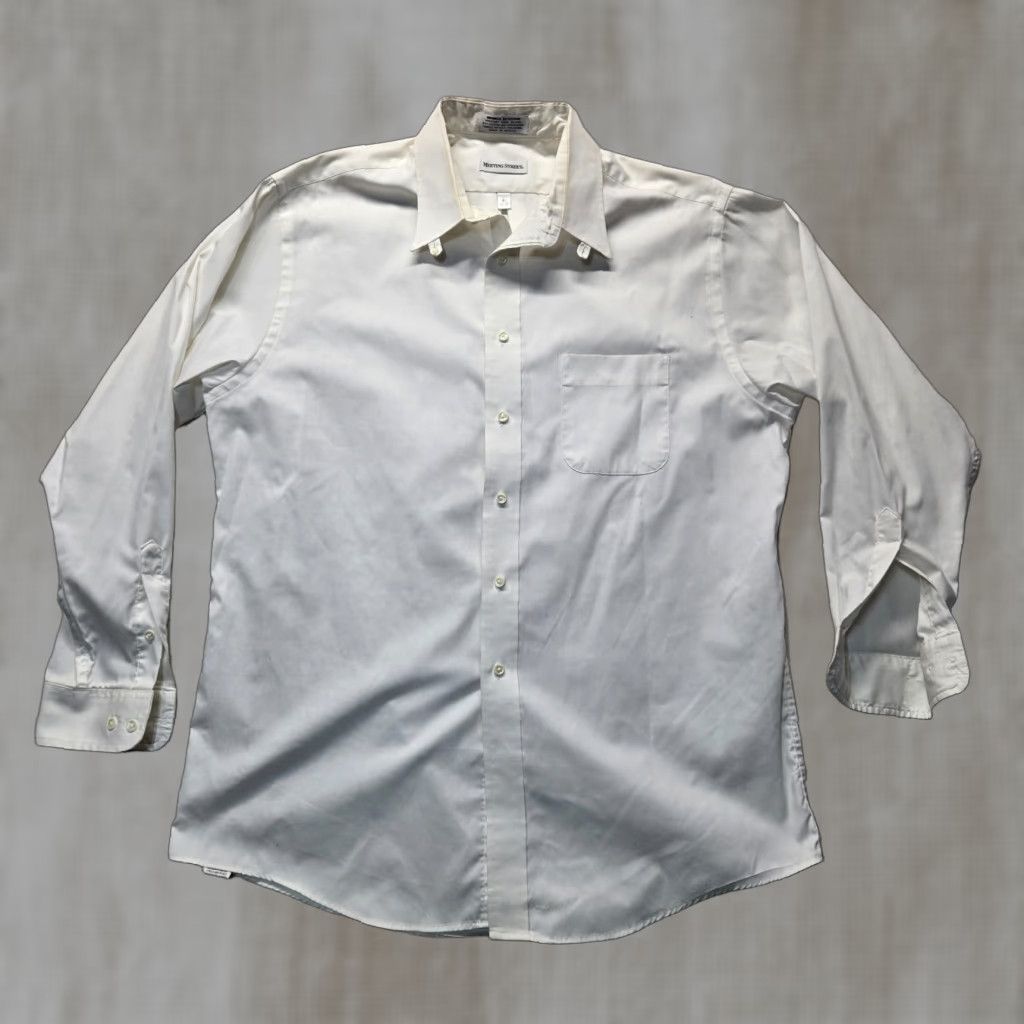 Vintage Meeting Street White Dress Shirt Men’s Adult Size 16.5 Button-Down Regular Fit Long Sleeve Classic Size 42R - 1 Thumbnail