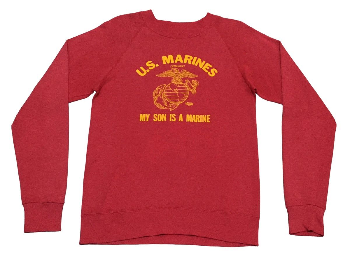 image of Made In USA x Military Design Vintage Brand Us Marines Sweatshirt 1990S in Red, Men's (Size Medium)