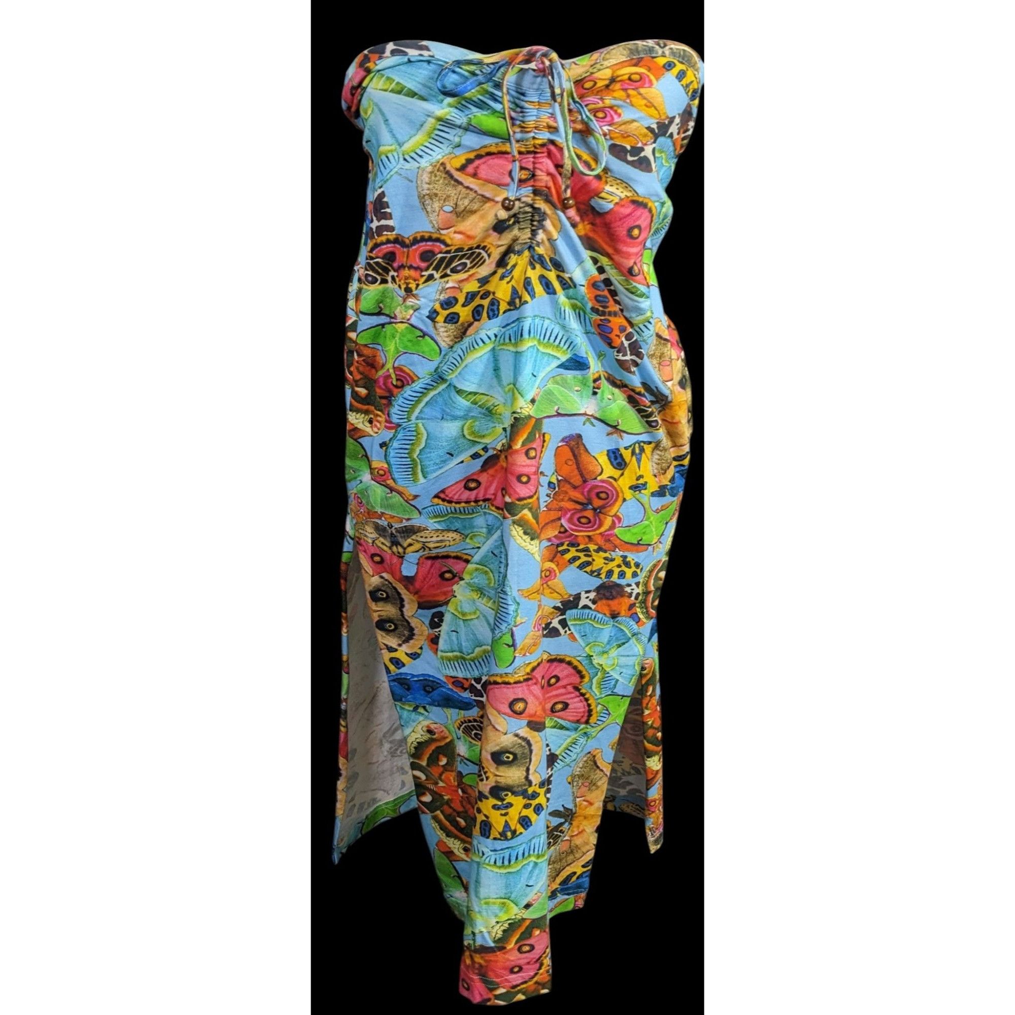 Other Summer Festival Abacaxi Womens Large Butterfly Print Tube Dr Size L / US 10 / IT 46 - 1 Thumbnail