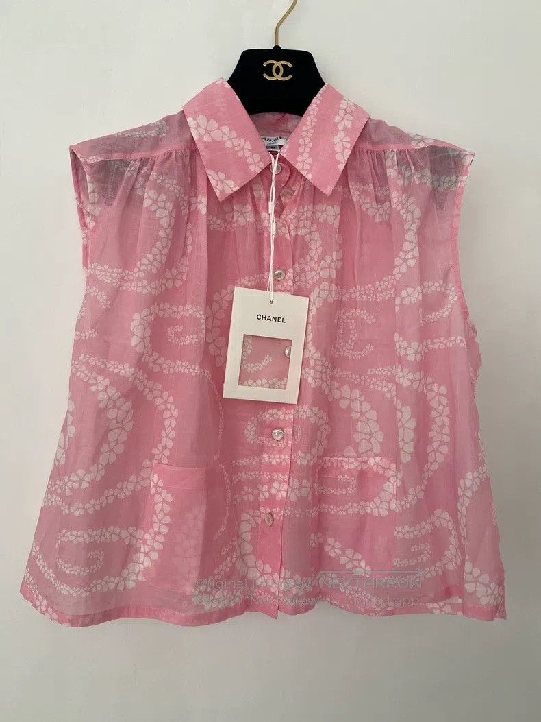 Chanel Chanel Pink printed sleeveless shirt Size XS / US 0-2 / IT 36-38 - 1 Thumbnail