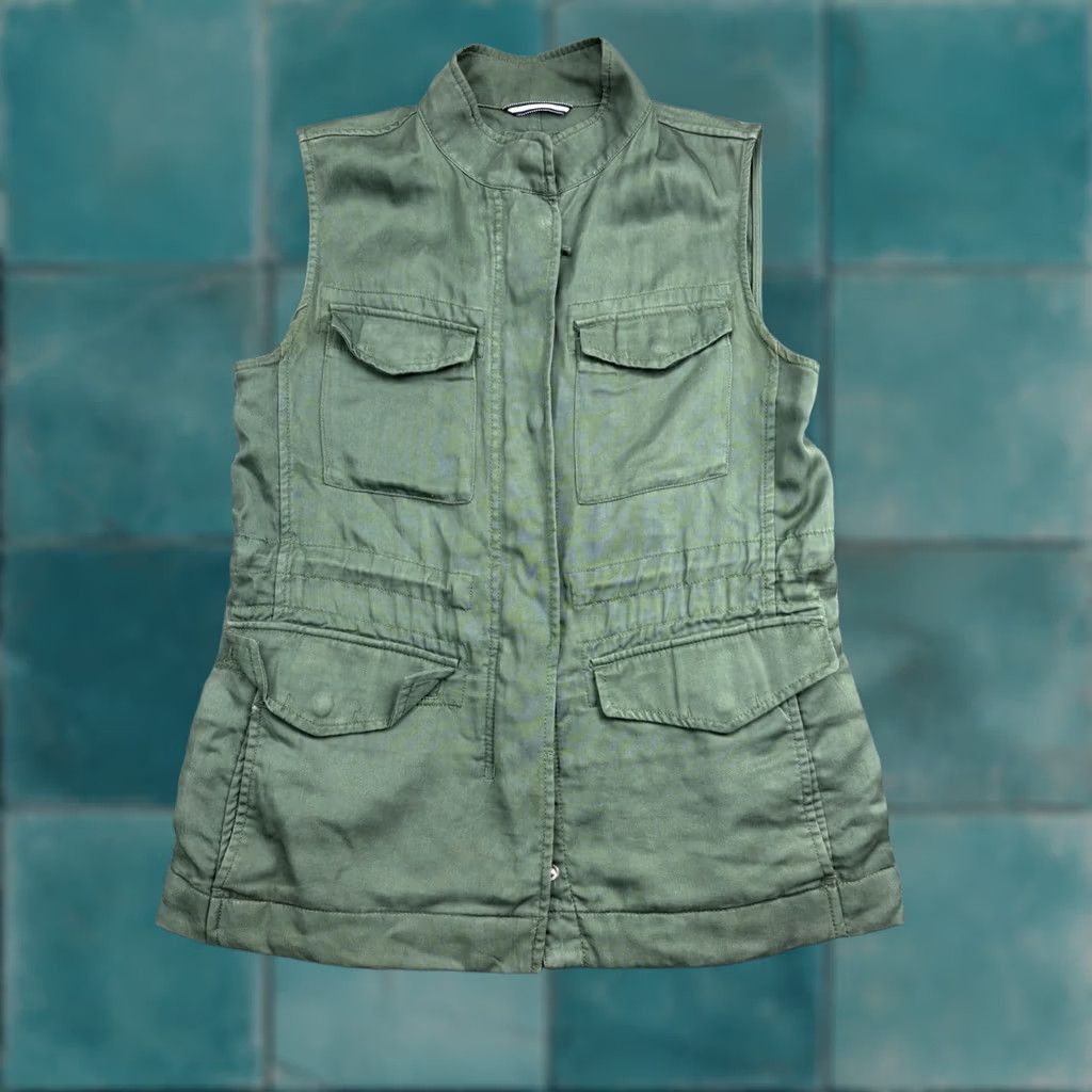 Gap GAP Vest Womens Medium Green Utility Cargo Sleeveless Zip Front Pockets Lyocell Size M / US 6-8 / IT 42-44 - 1 Thumbnail