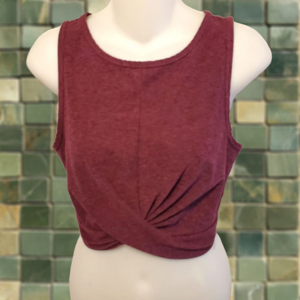 Vintage Yogalicious Lux Cropped Tank Top Burgundy Athletic Workout Yoga Twist Front Sz S Womens Size S / US 4 / IT 40 - 1 Thumbnail