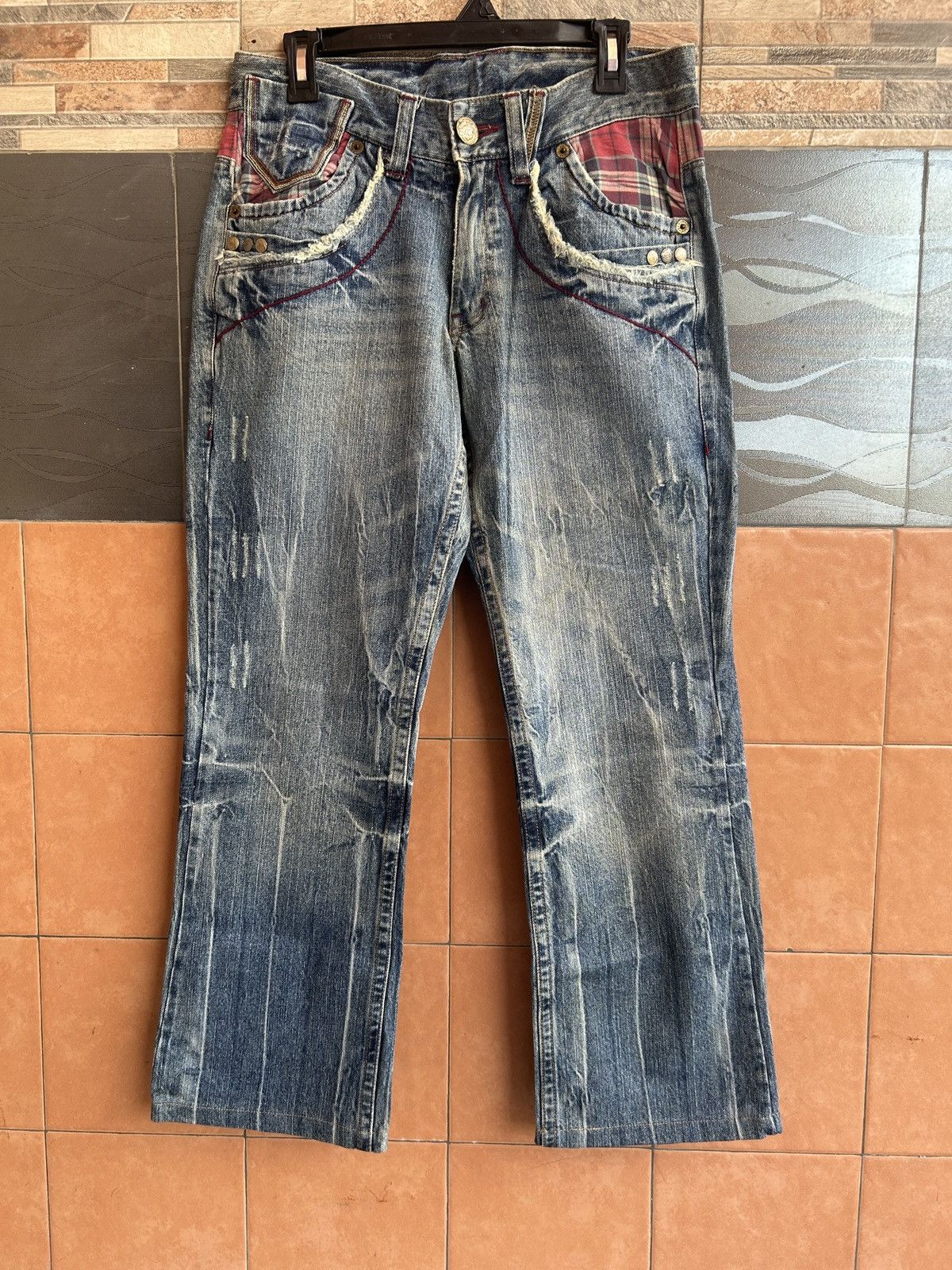 If Six Was Nine 90s Vintage Oil Cake Studded Rare Denim Jeans Lgb Style Size US 30 / EU 46 - 1 Thumbnail